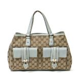 Gucci / Heart Pocket Tote / Handbag in Beige/Light Blue - Grade AB