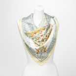 Hermes / Scarf / Scarf in White/Gold/Red - Grade AA