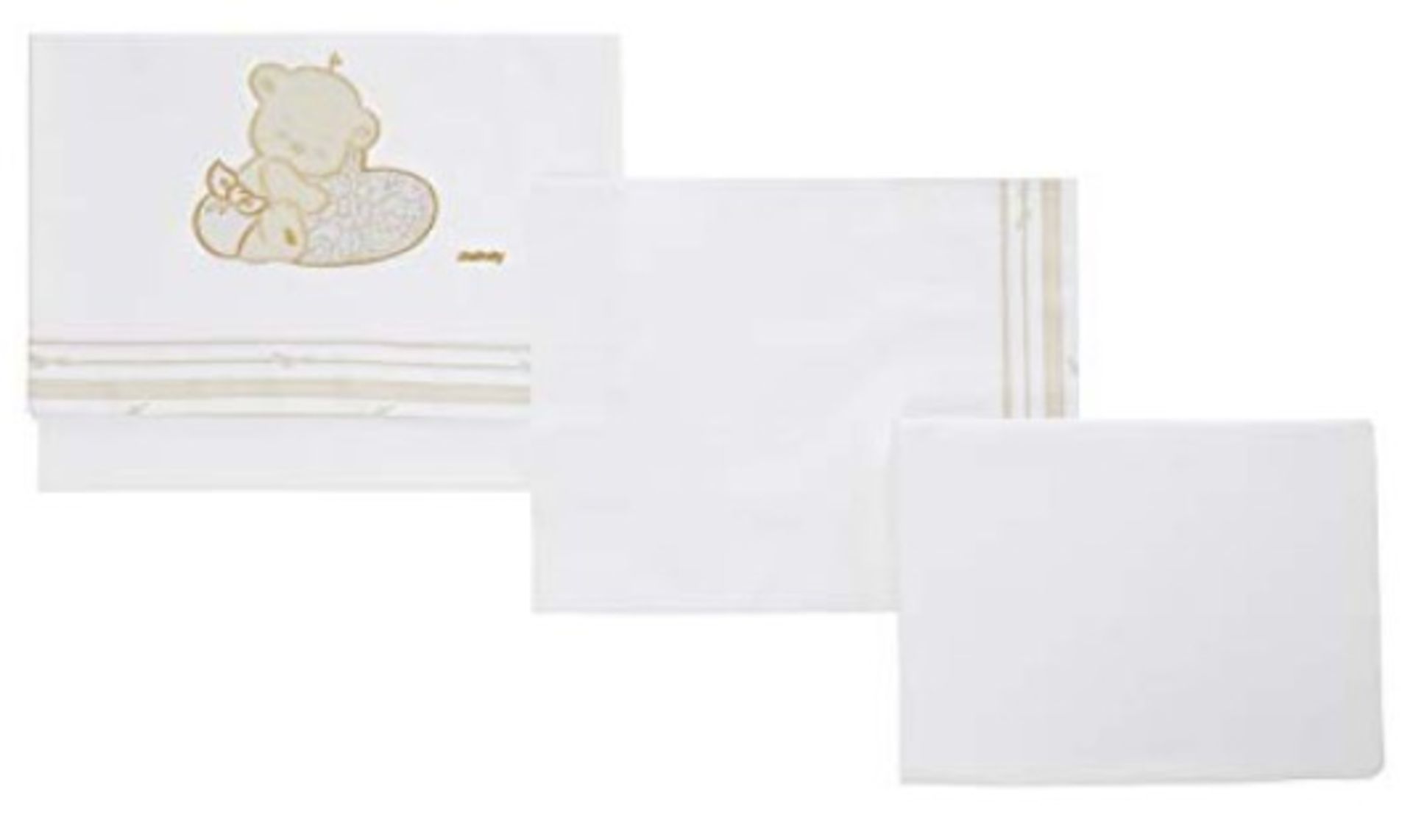 Brand New Italbaby Love Cot Sheet Set, Ivory, 3-Piece RRP £108.80