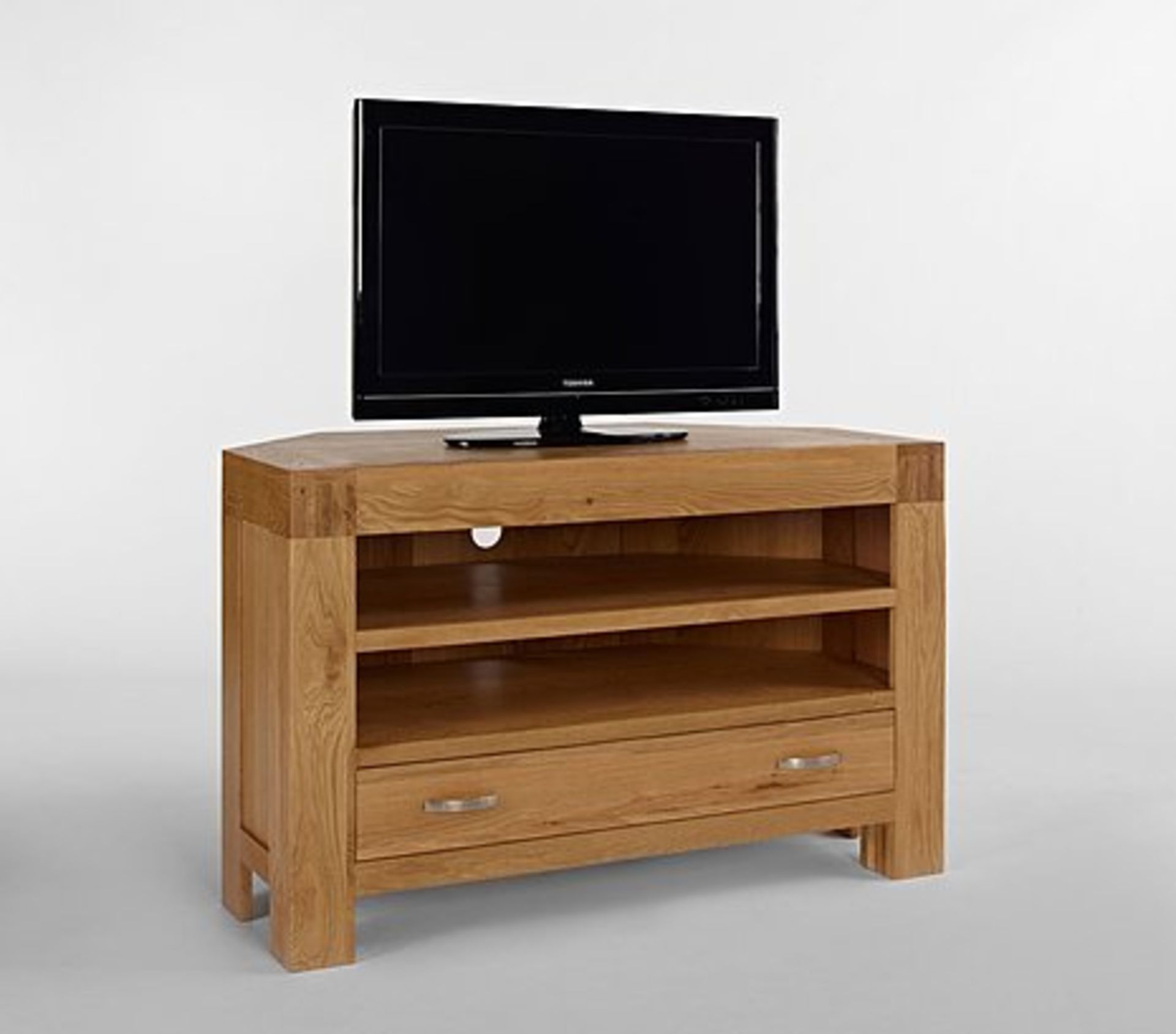 10x Santana Blonde Oak Corner TV Unit with 1 Drawer & 2 Shelves