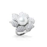 18k White Gold South Sea Pearl & Diamond Picchiotti Style Cocktail Ring