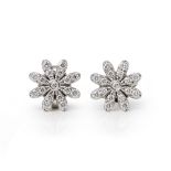 Tiffany & Co. Platinum Diamond Paloma Picasso Flower Stud Earrings