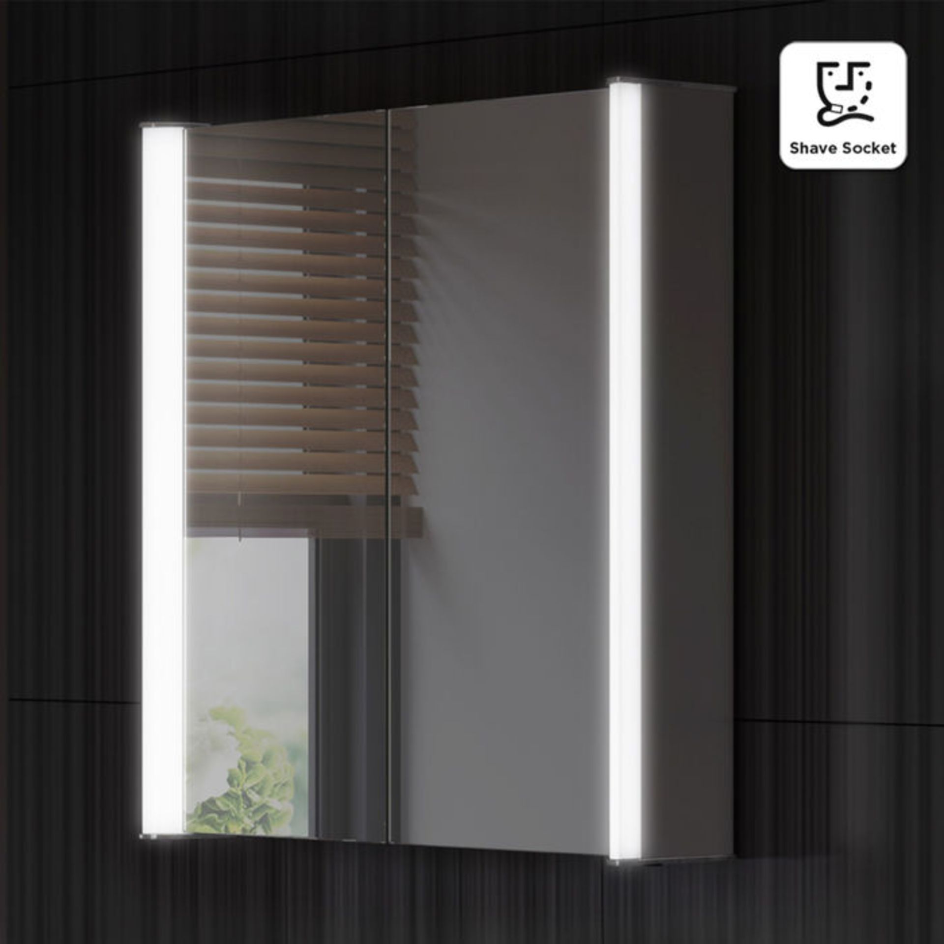 (P66) 600x650mm Bloom Illuminated LED Mirror Cabinet & Shaver Socket. RRP £499.99. Double Sided