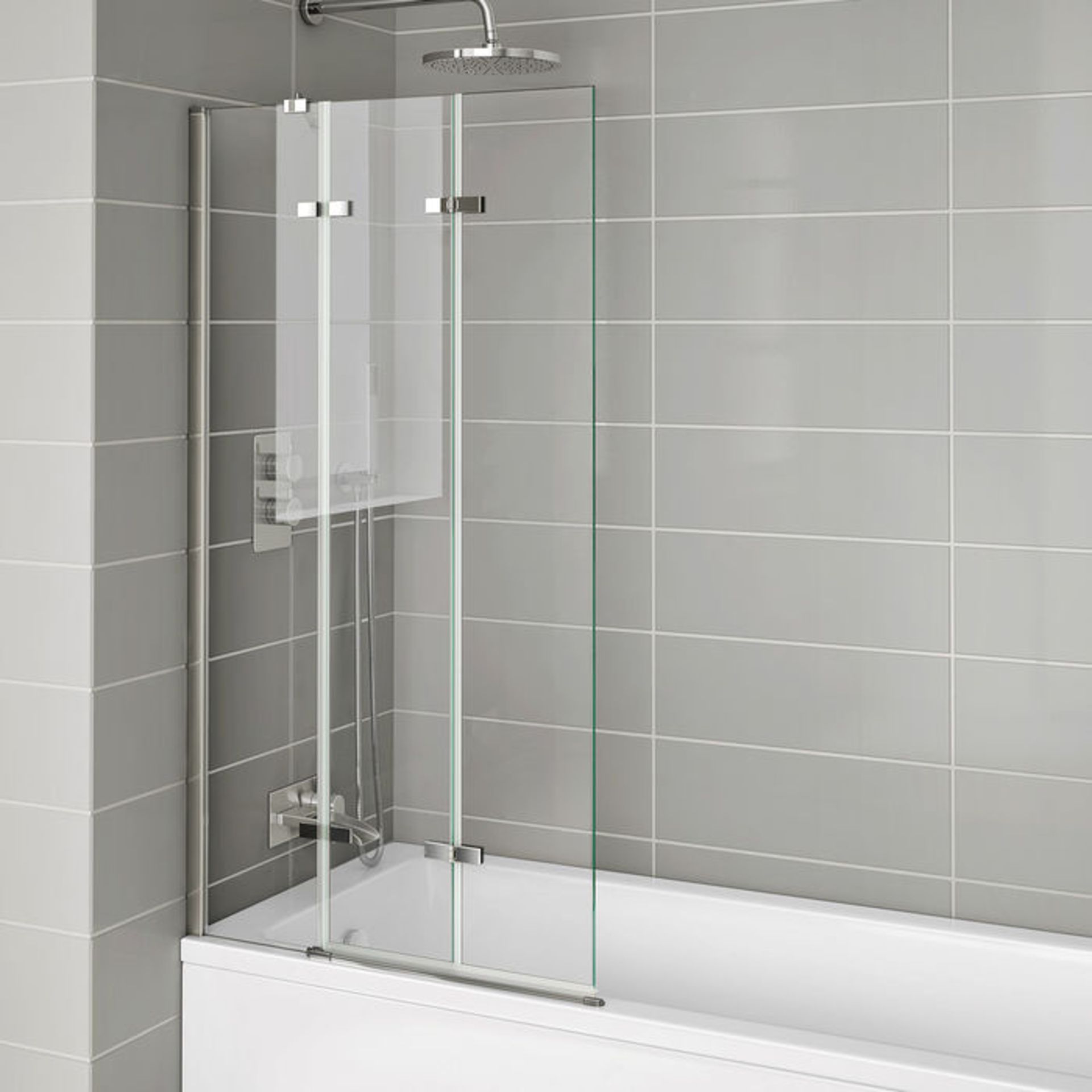 (P25) 6mm EasyClean Folding Bath Screen - Left Hand. RRP £159.99. EasyClean glass - Our glass has