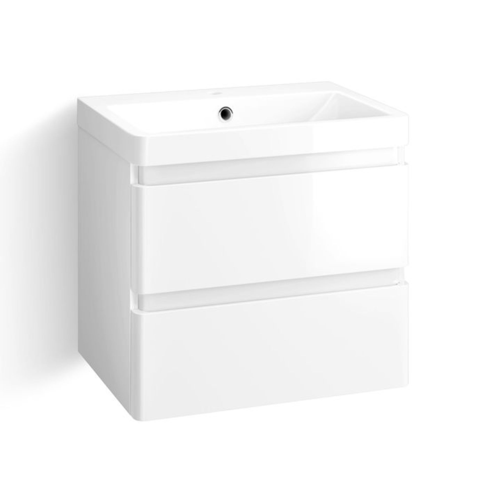 (P16) 600mm Denver II Gloss White Built In Basin Drawer Unit - Wall Hung. RRP £499.99. Comes - Image 5 of 6