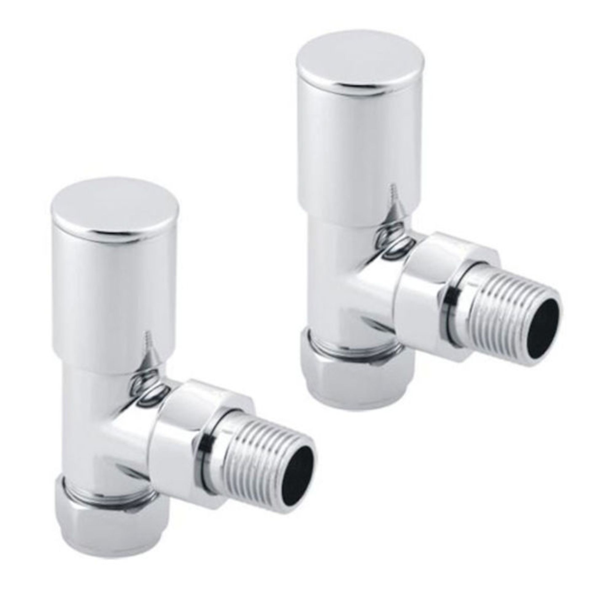 (P47) 15mm Standard Connection Angled Radiator Valves - Heavy Duty Polished Chrome Plated Brass - Image 2 of 2