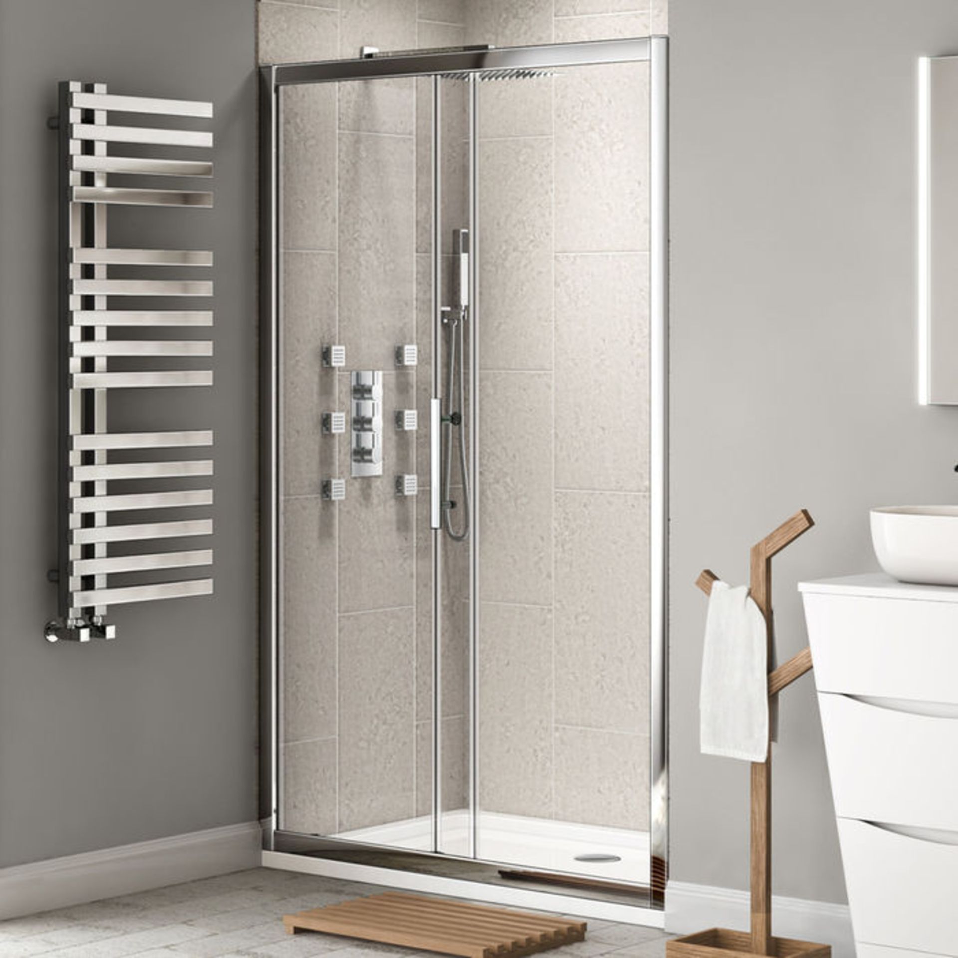 (P32) 1200mm - 8mm - Premium EasyClean Sliding Shower Door. RRP £360.99. 8mm EasyClean glass - Our