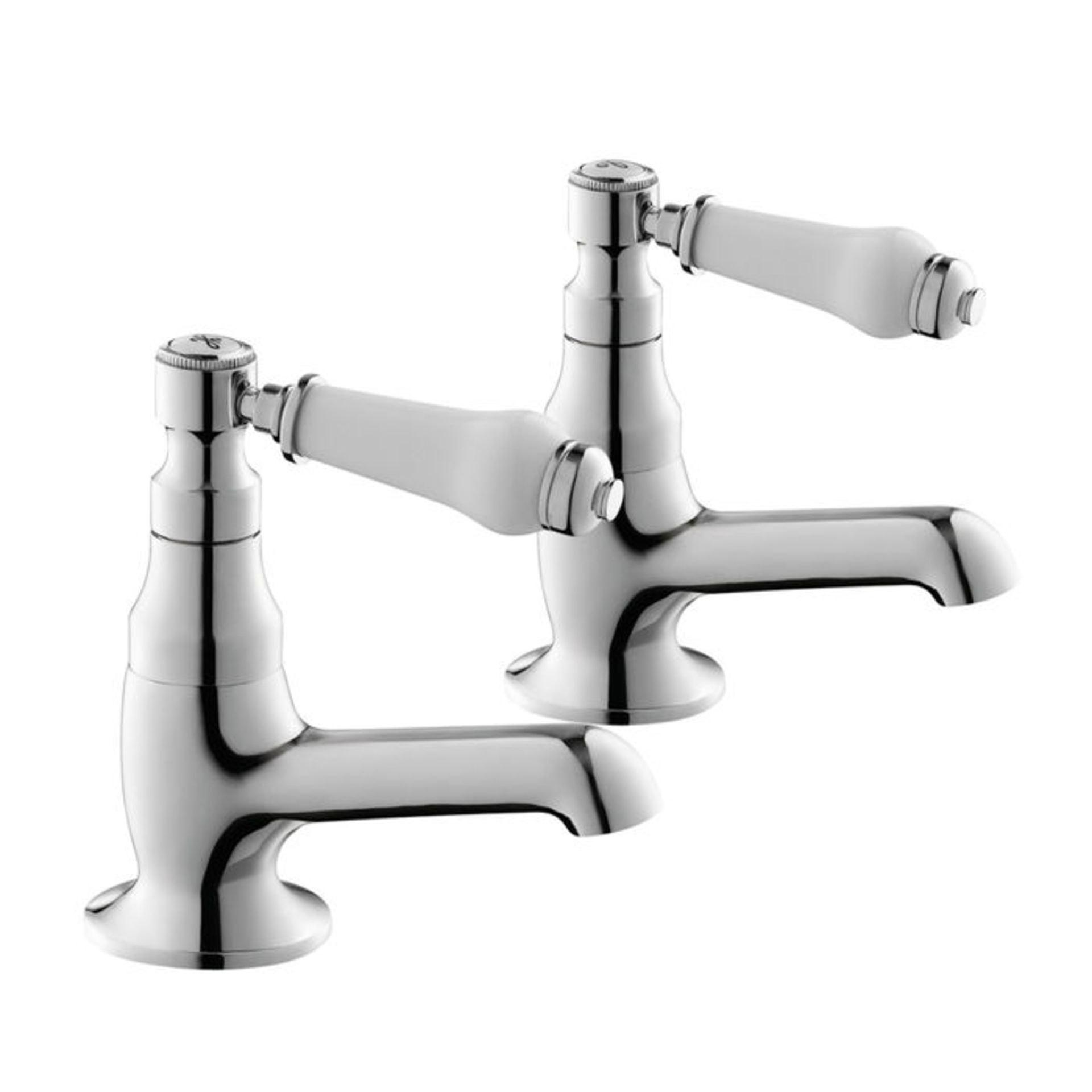 (P44) Regal Twin Hot & Cold Traditional Chrome Lever Basin Sink Taps Chrome Plated Solid Brass Mixer - Image 2 of 4