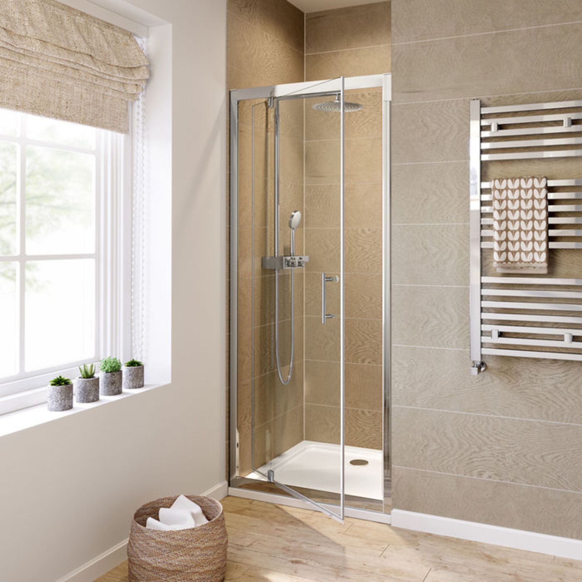 (P35) 800mm - 6mm - Elements Pivot Shower Door. RRP £299.99. 6mm Safety Glass Fully waterproof - Image 2 of 4