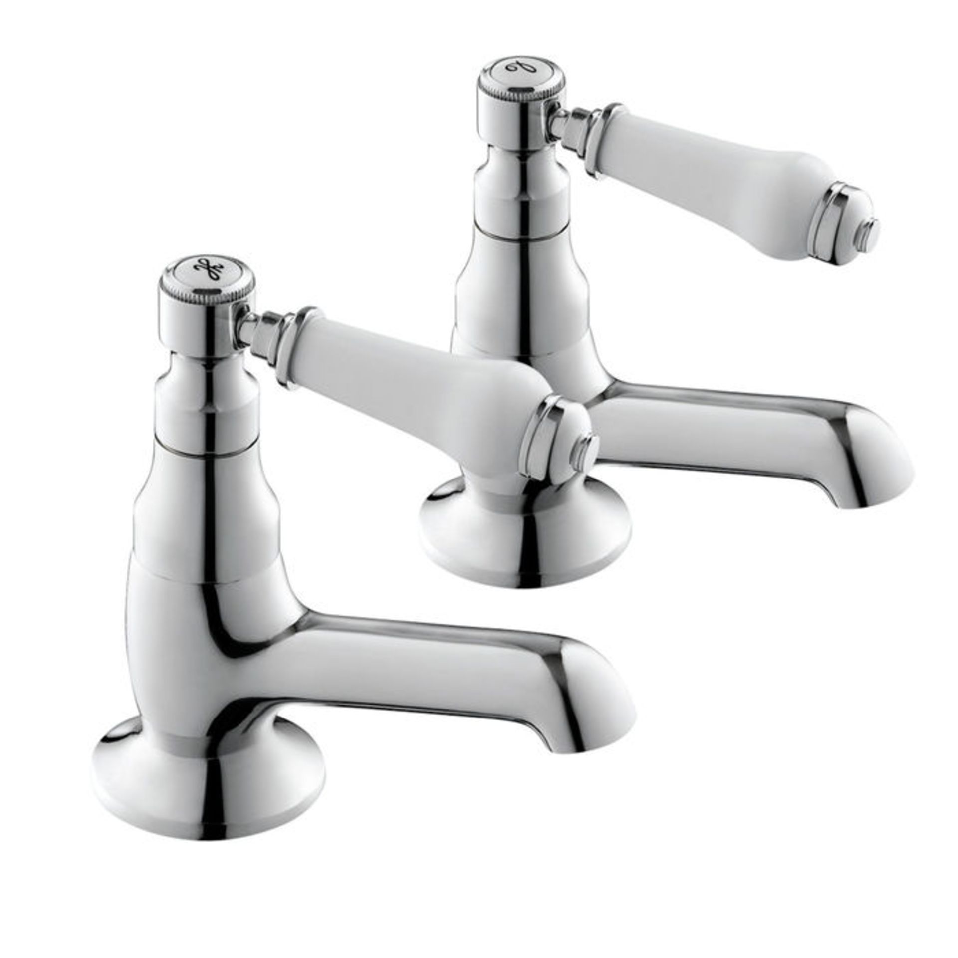 (P44) Regal Twin Hot & Cold Traditional Chrome Lever Basin Sink Taps Chrome Plated Solid Brass Mixer - Image 4 of 4