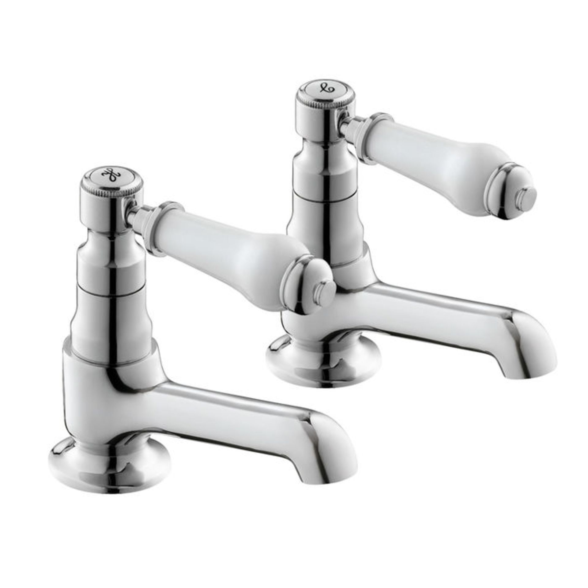 (P45) Regal Twin Hot & Cold Traditional Chrome Lever Bath Tub Taps Chrome Plated Solid Brass 1/4 - Image 4 of 4