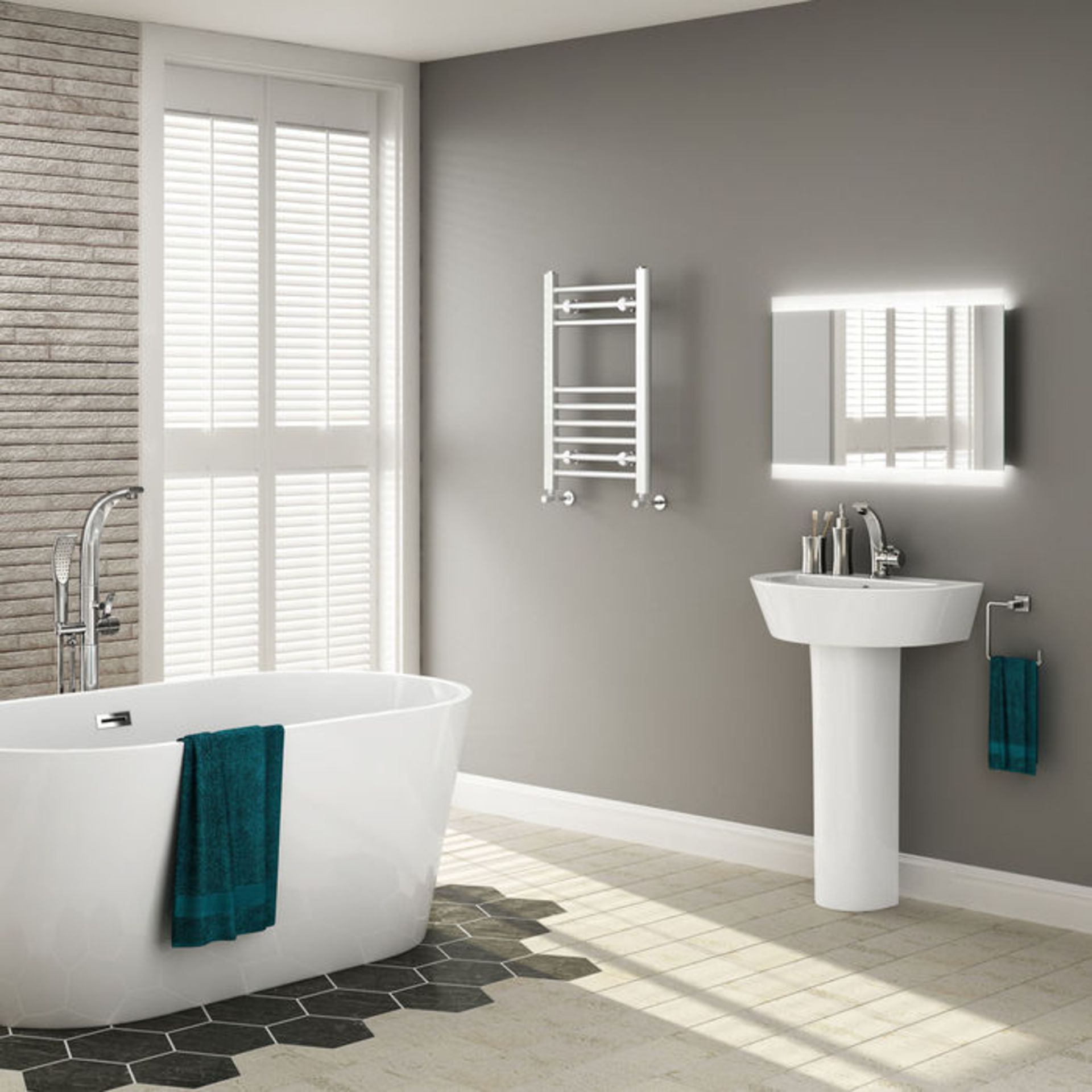 (P10) 650x400mm White Straight Rail Ladder Towel Radiator. Made from low carbon steel Finished - Image 2 of 4