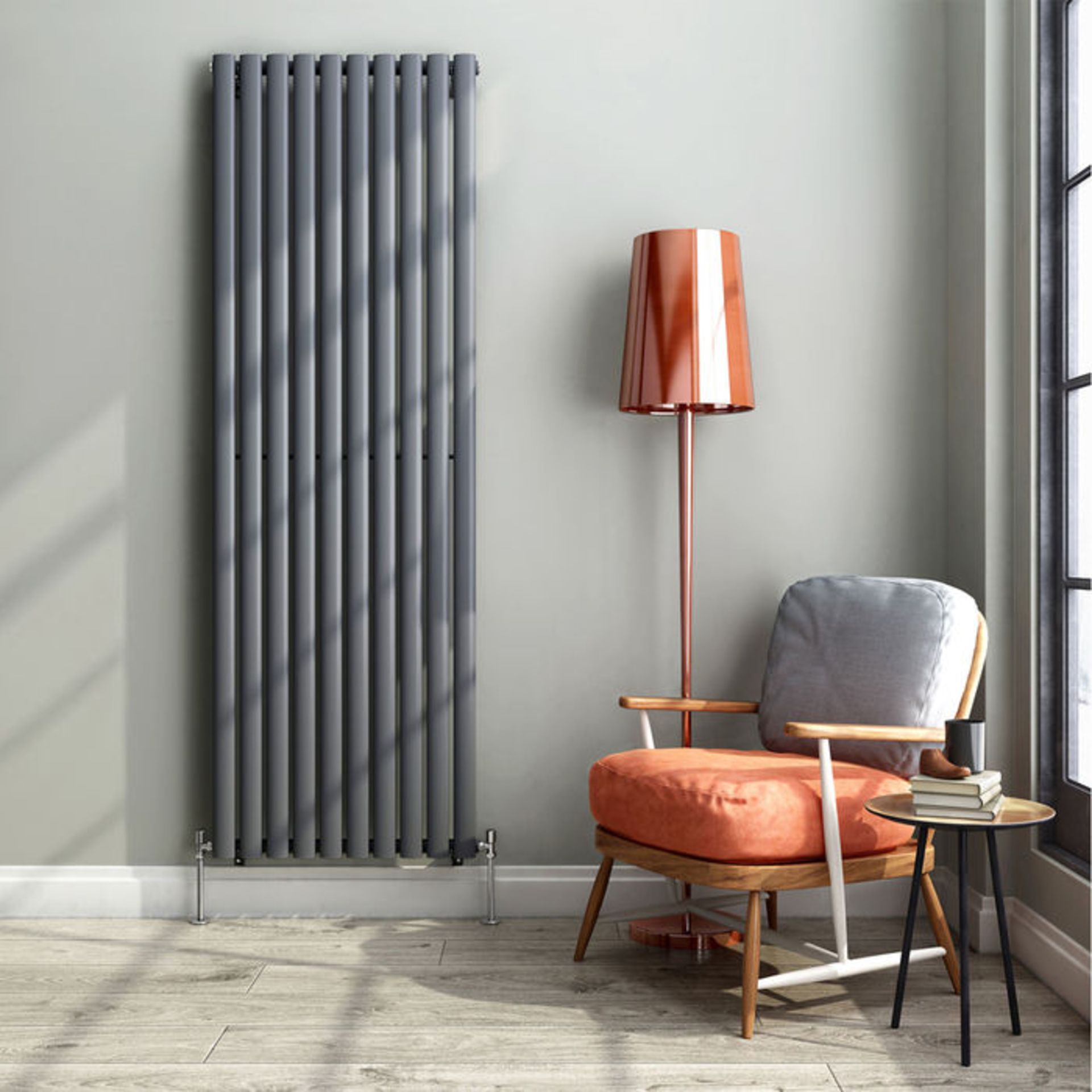 (P63) 1800x600mm Anthracite Double Panel Oval Tube Vertical Premium Radiator. RRP £499.99. Made from - Image 2 of 4