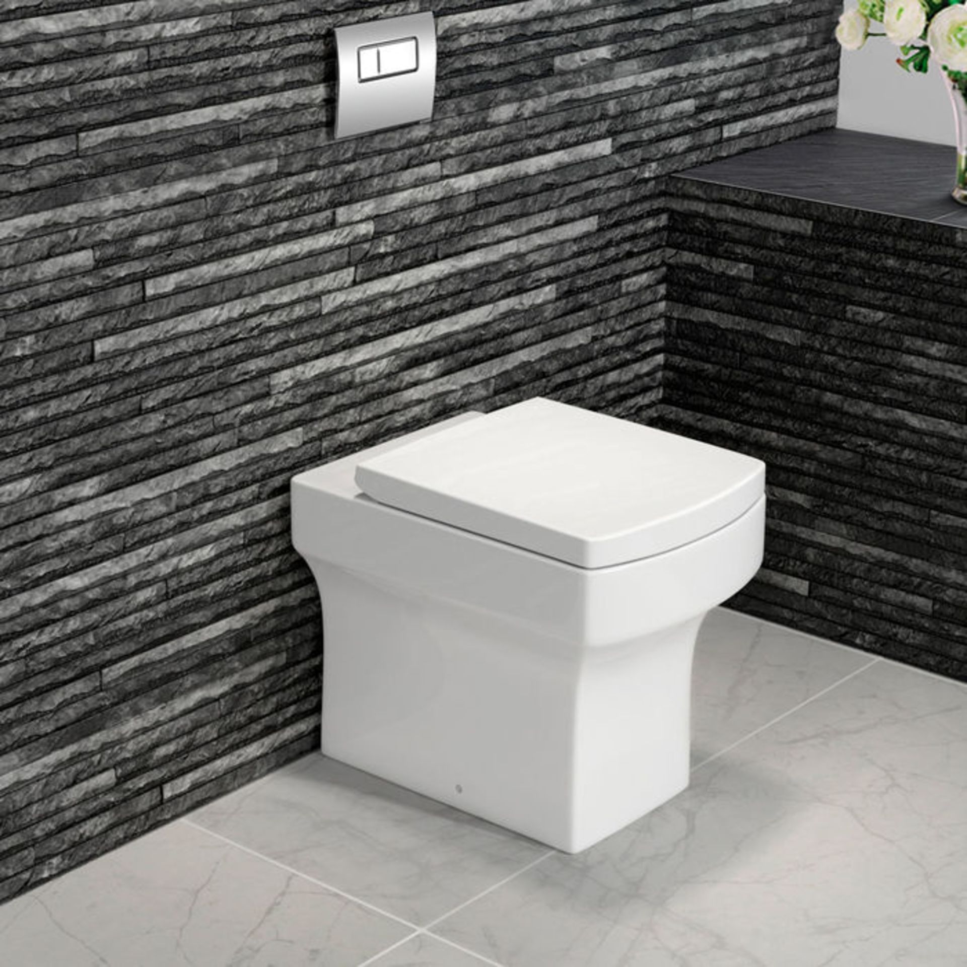 (P18) Belfort Back to Wall Toilet inc Soft Close Seat. Made from White Vitreous China Anti-scratch