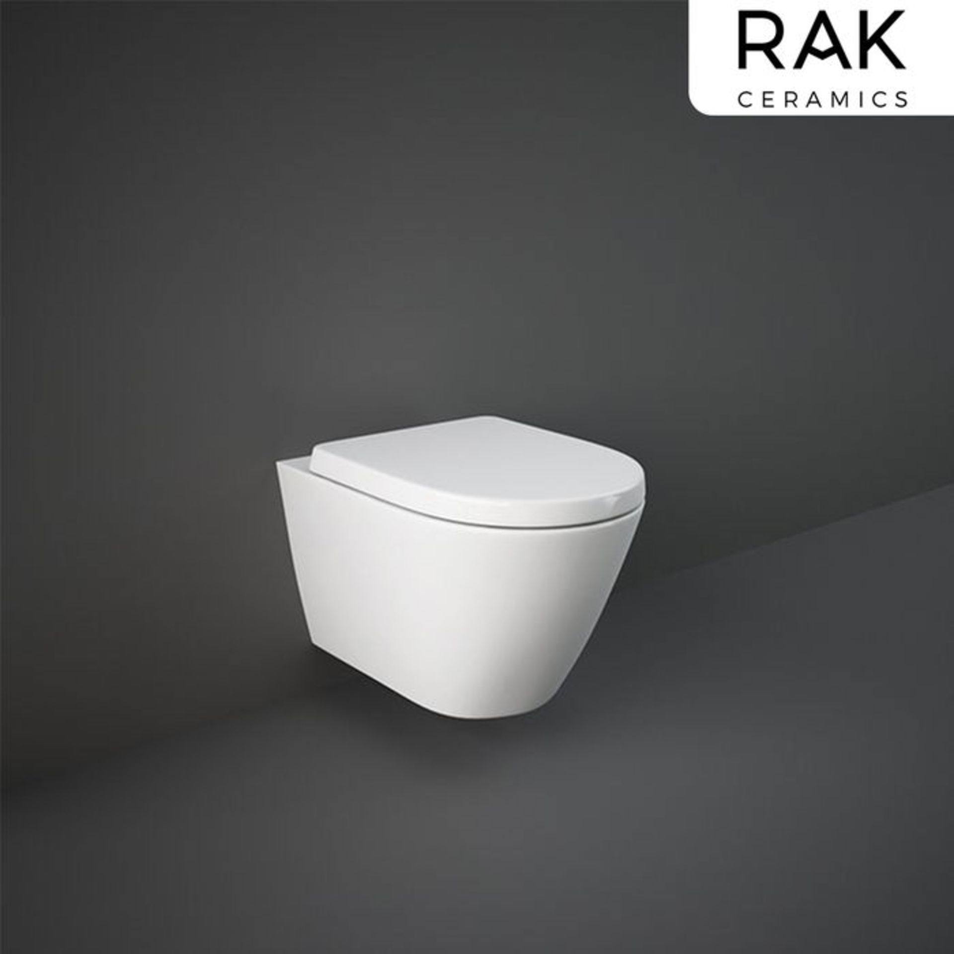 (P19) RAK Resort Rimless Wall Hung Toilet. Rimless design makes it easy to clean Anti-scratch soft