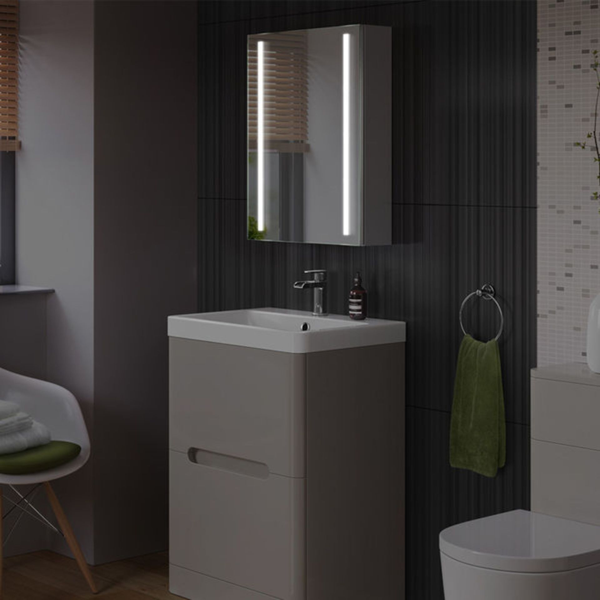 (P67) 500x650mm Dawn Illuminated LED Mirror Cabinet. RRP £499.99. Energy efficient LED lighting, - Image 4 of 5