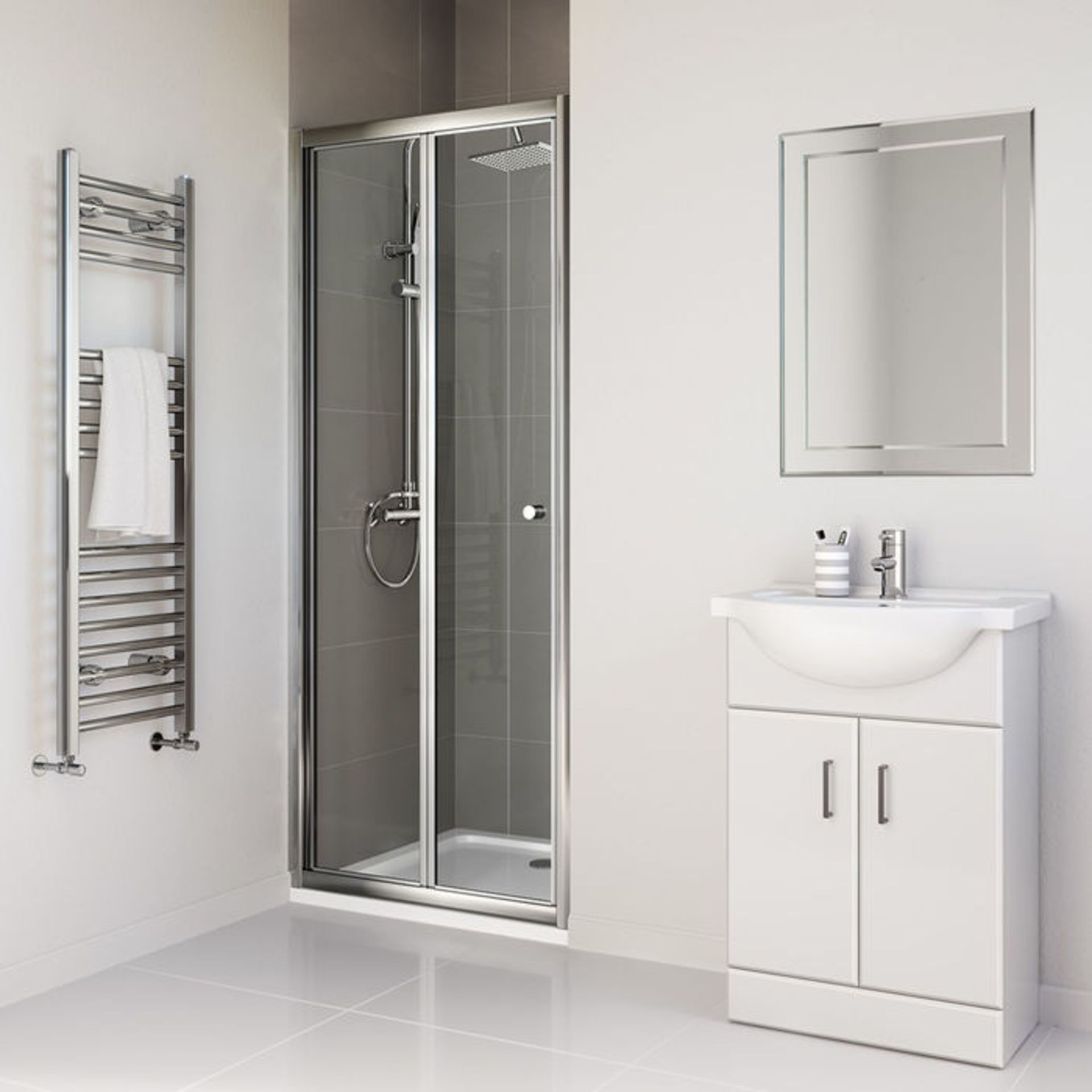(PO14) 700mm - Elements Bi Fold Shower Door. RRP £299.99.4mm Safety GlassFully waterproof tested - Image 3 of 3