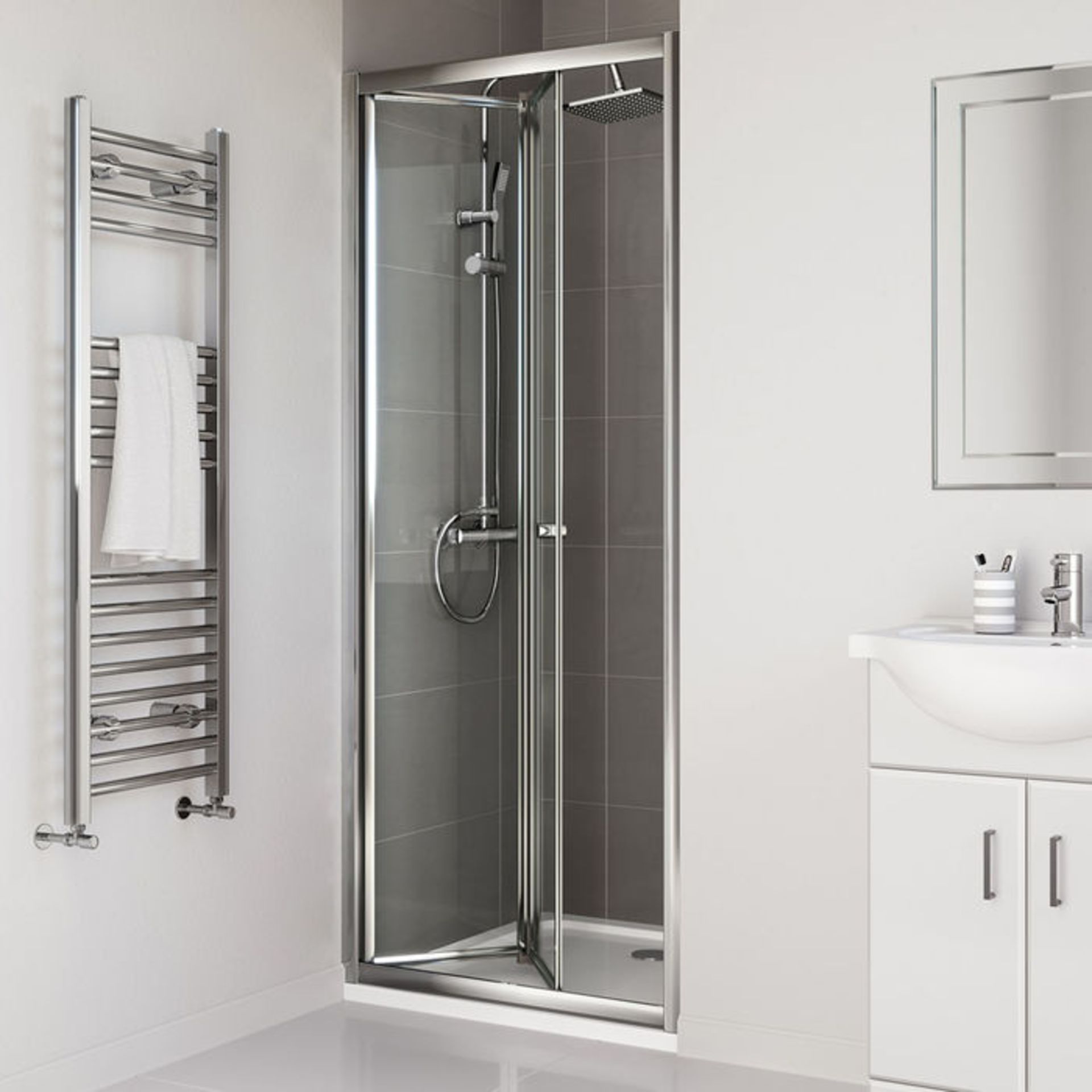 (PA151) 800mm - Elements Bi Fold Shower Door. RRP £299.99. 4mm Safety Glass Fully waterproof - Image 2 of 3