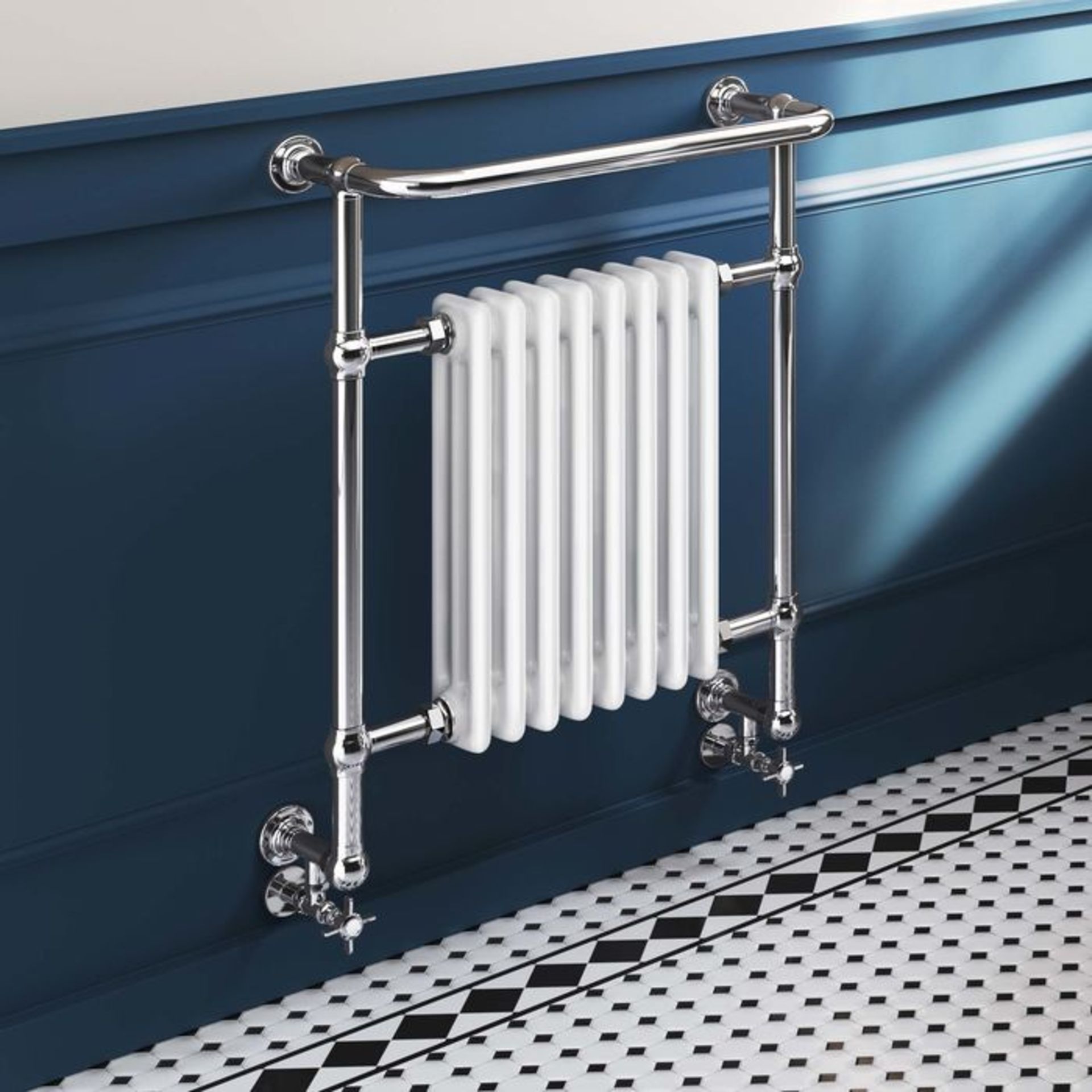 (PO165) 826x659mm Traditional White Wall Mounted Towel Rail Radiator - Cambridge. Made from low