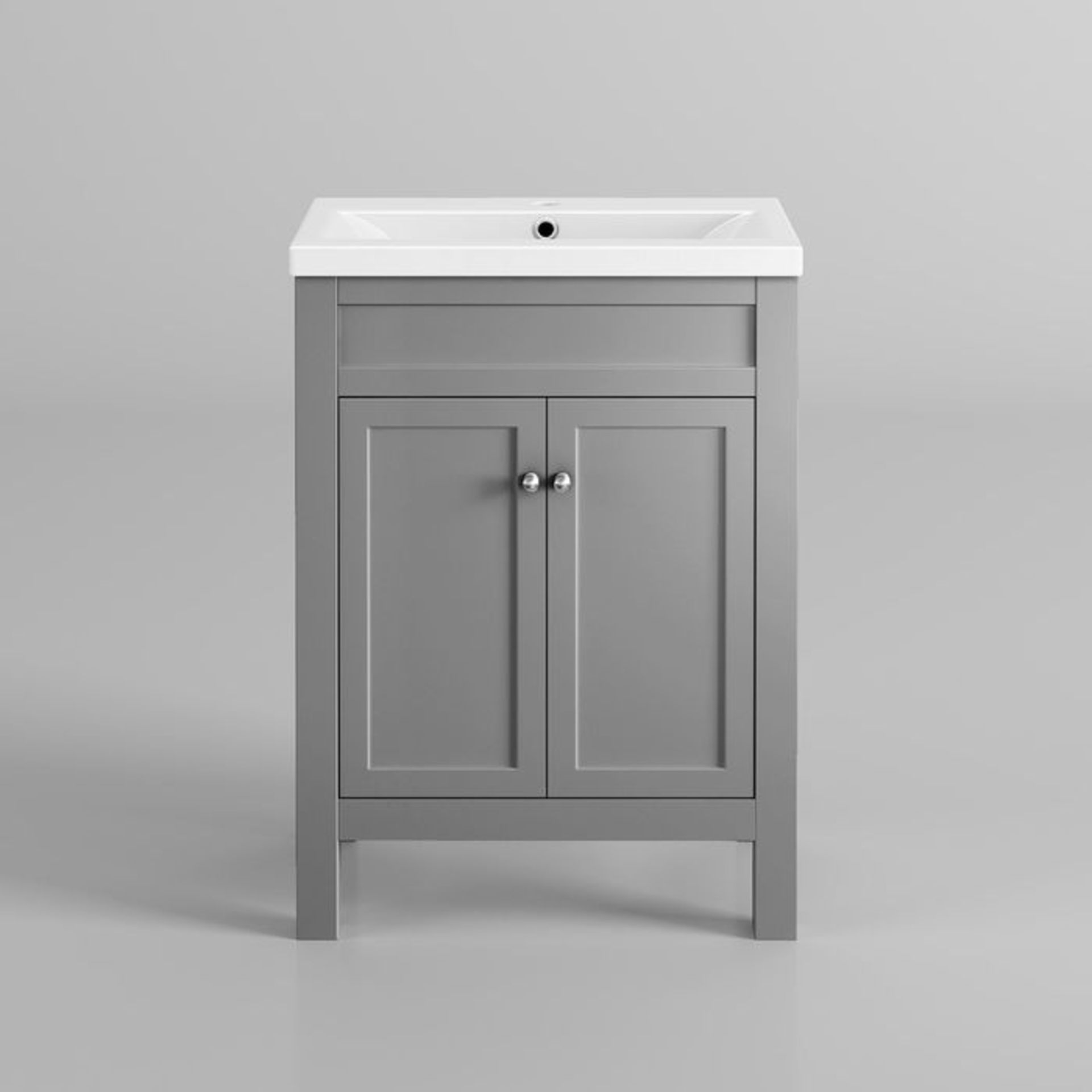 (P309) 600mm Melbourne Earl Grey Double Door Vanity Unit - Floor Standing. RRP £499.99. COMES - Image 4 of 4