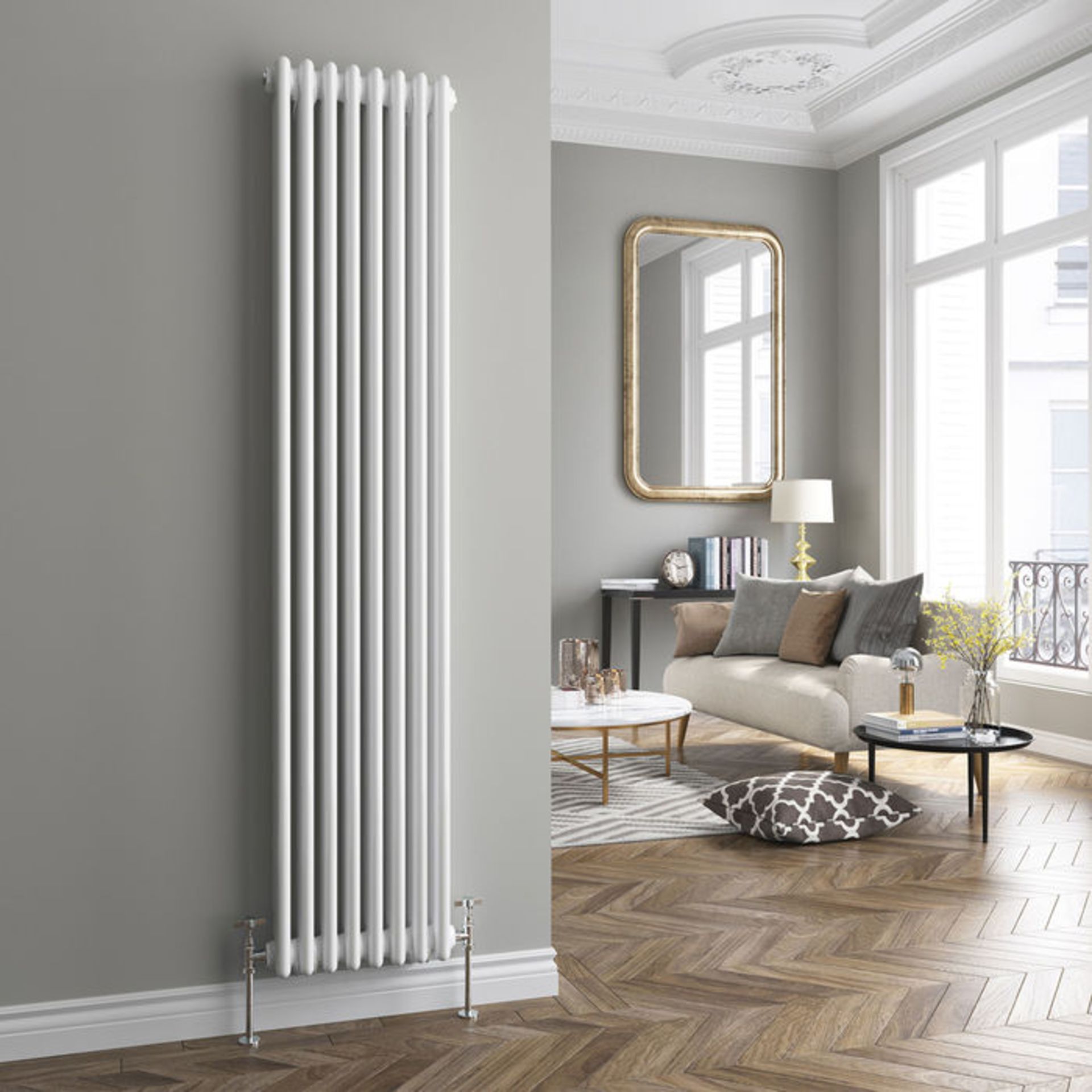 (PJ252) 1800x380mm White Triple Panel Vertical Colosseum Radiator. RRP £439.99. Made from low carbon - Image 2 of 2