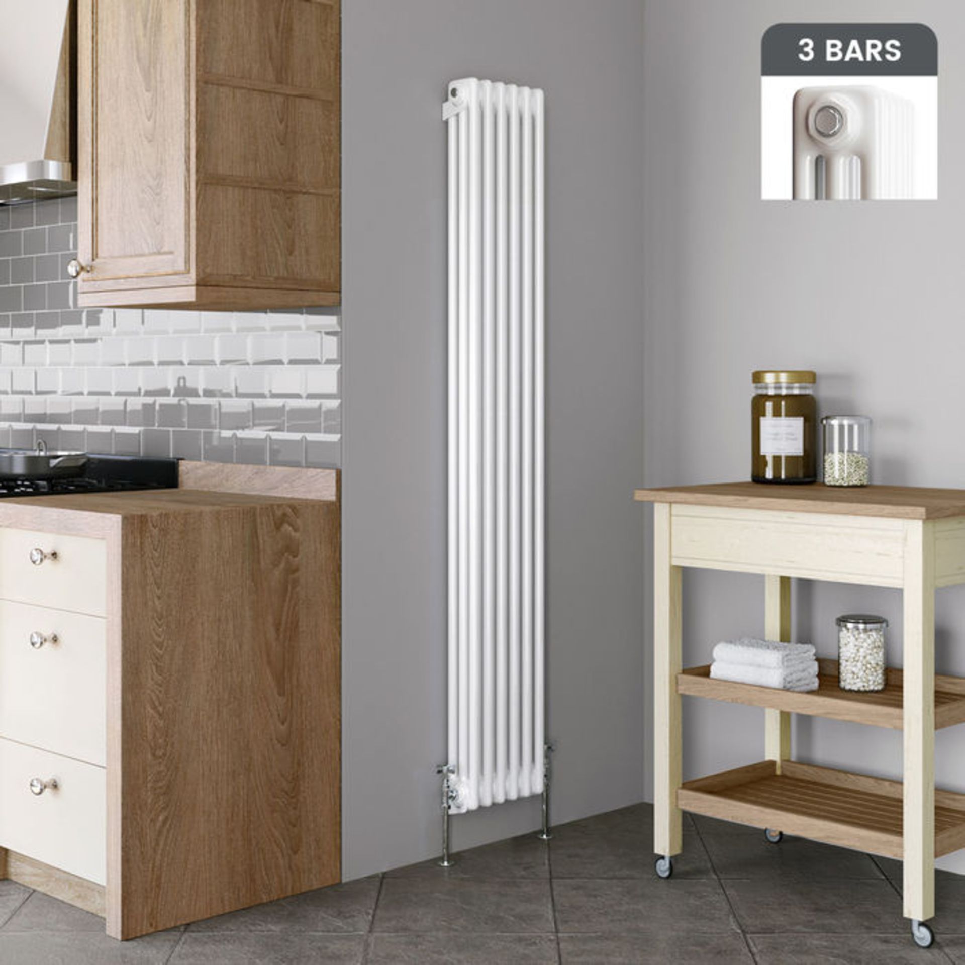 (P298) 1800x290mm White Triple Panel Vertical Colosseum Traditional Radiator. RRP £429.99. Made from - Image 2 of 3