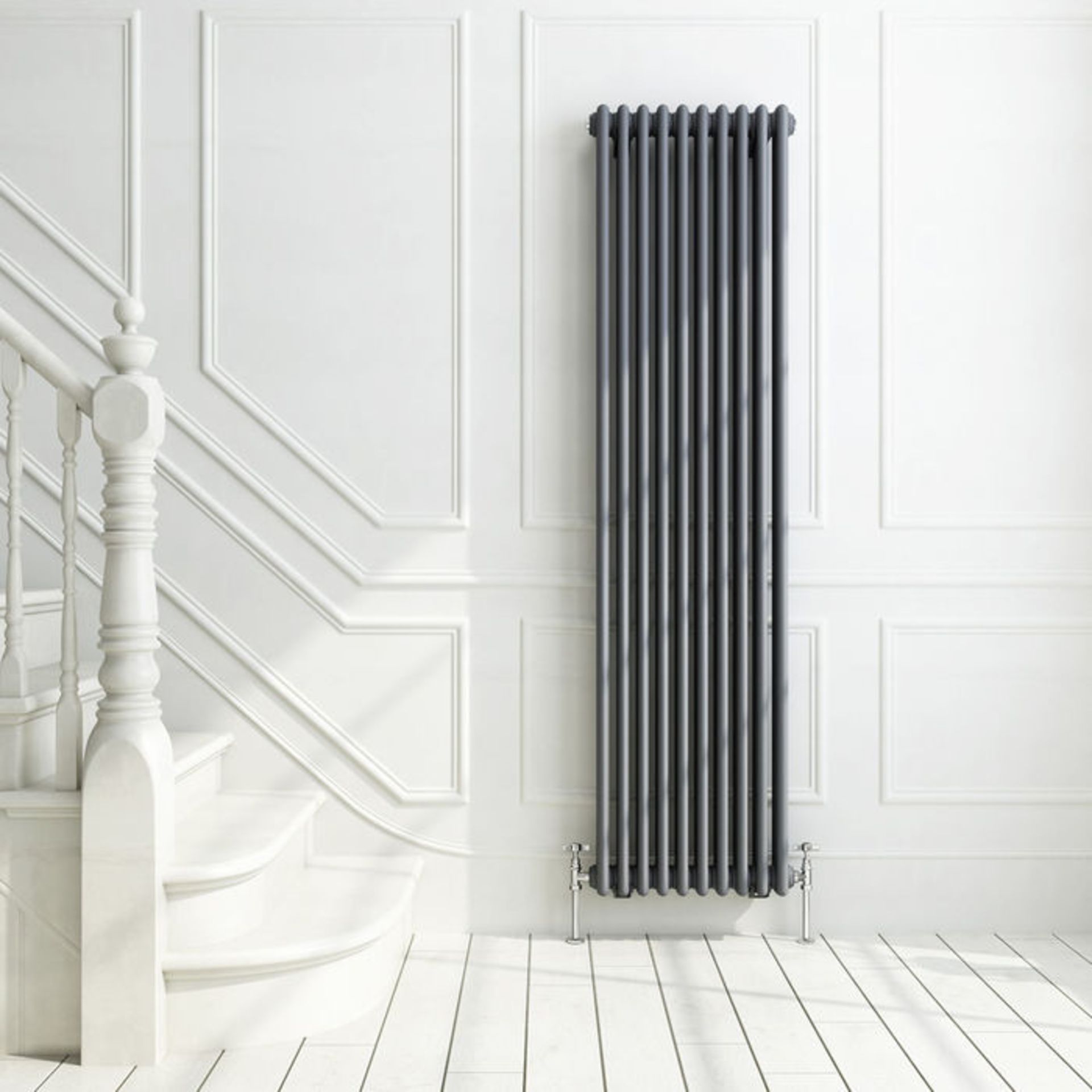 (W214) 1800x468mm Anthracite Triple Panel Vertical Colosseum Traditional Radiator. RRP £599.99. - Image 2 of 3