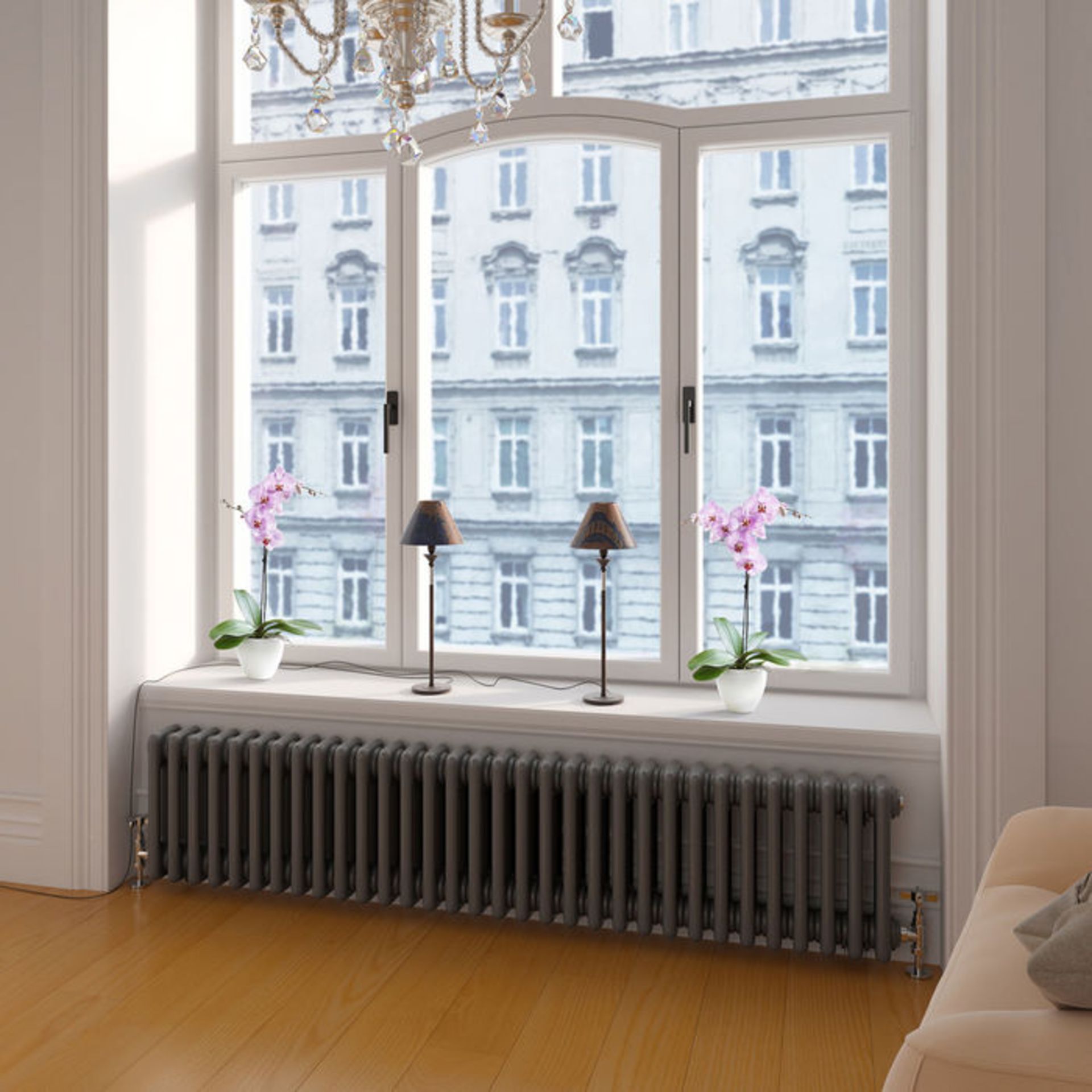 (W155) 300x1458mm Anthracite Triple Panel Horizontal Colosseum Traditional Radiator. RRP £649.99. - Image 2 of 3