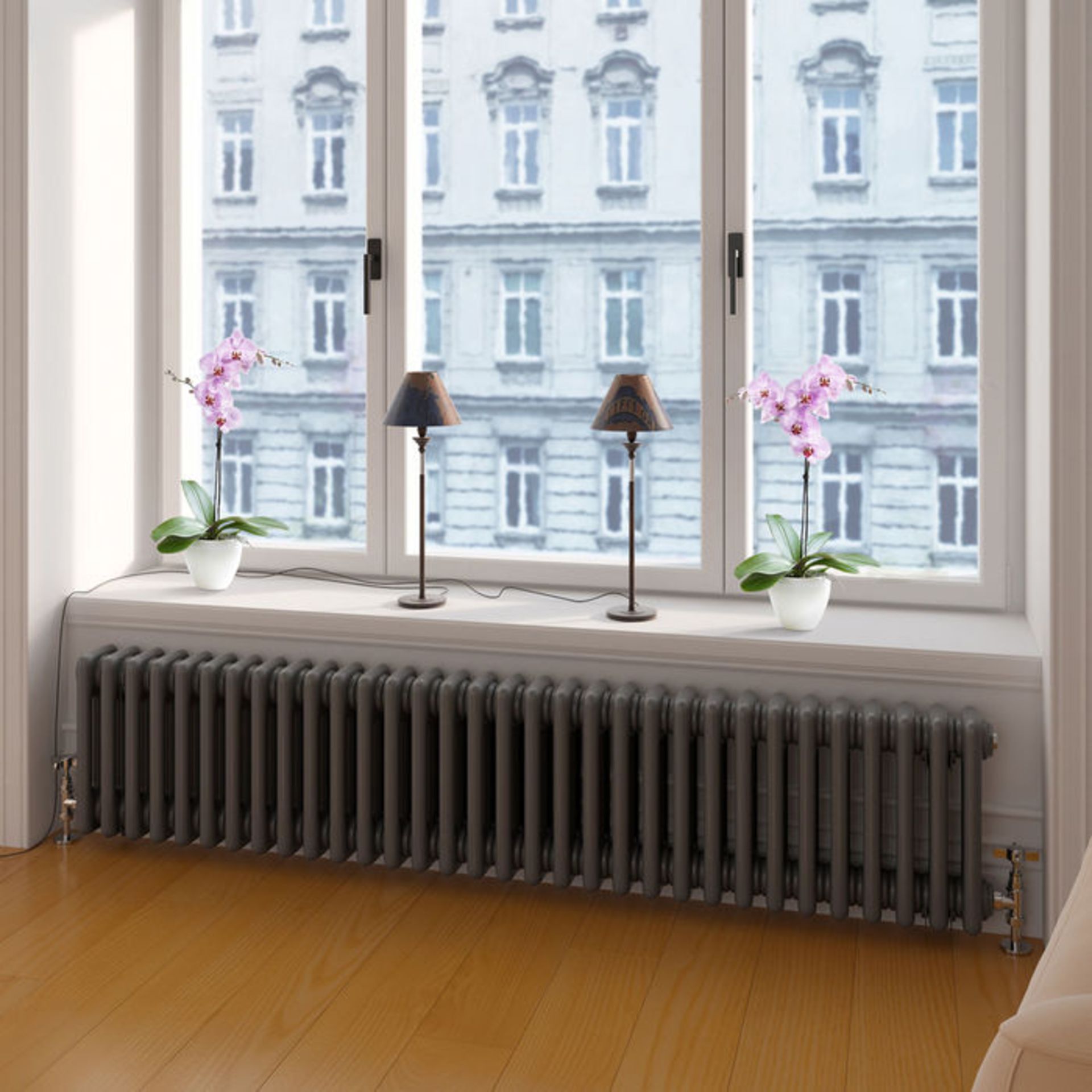 (W107) 300x1458mm Anthracite Triple Panel Horizontal Colosseum Traditional Radiator. RRP £649.99. - Image 2 of 5