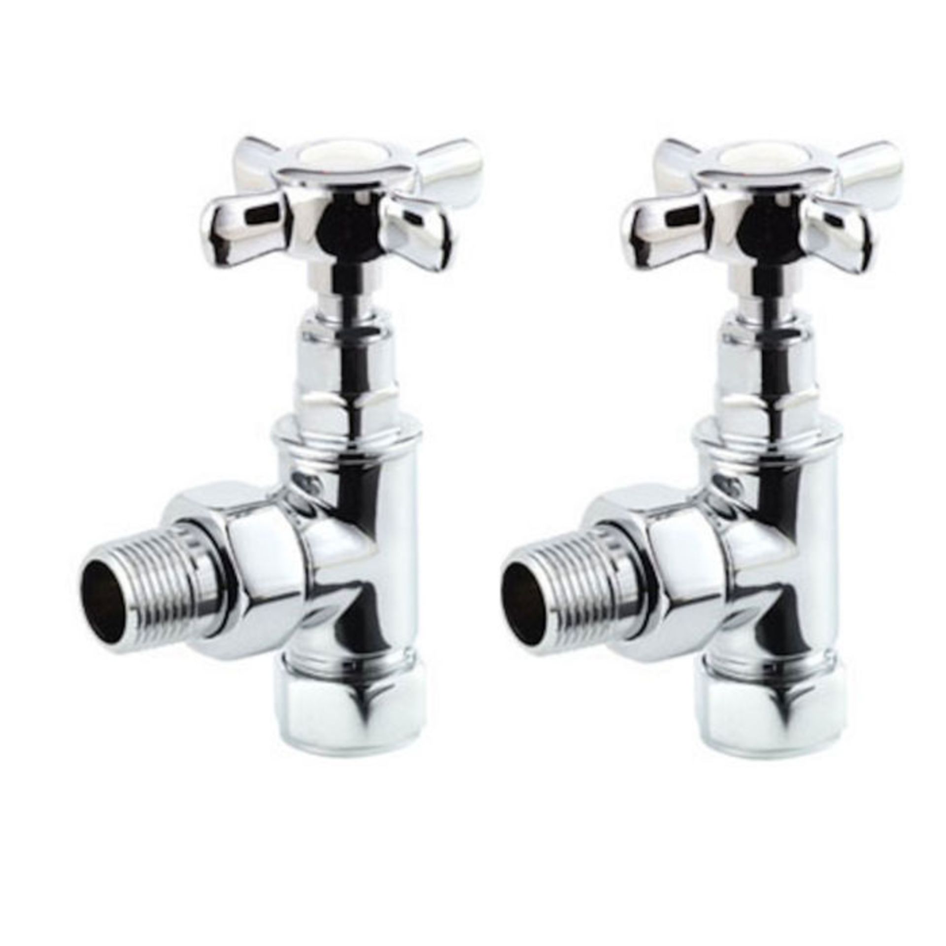 (AL251) 15mm Standard Connection Angled Polished Chrome Radiator Valves Chrome Plated Solid Brass