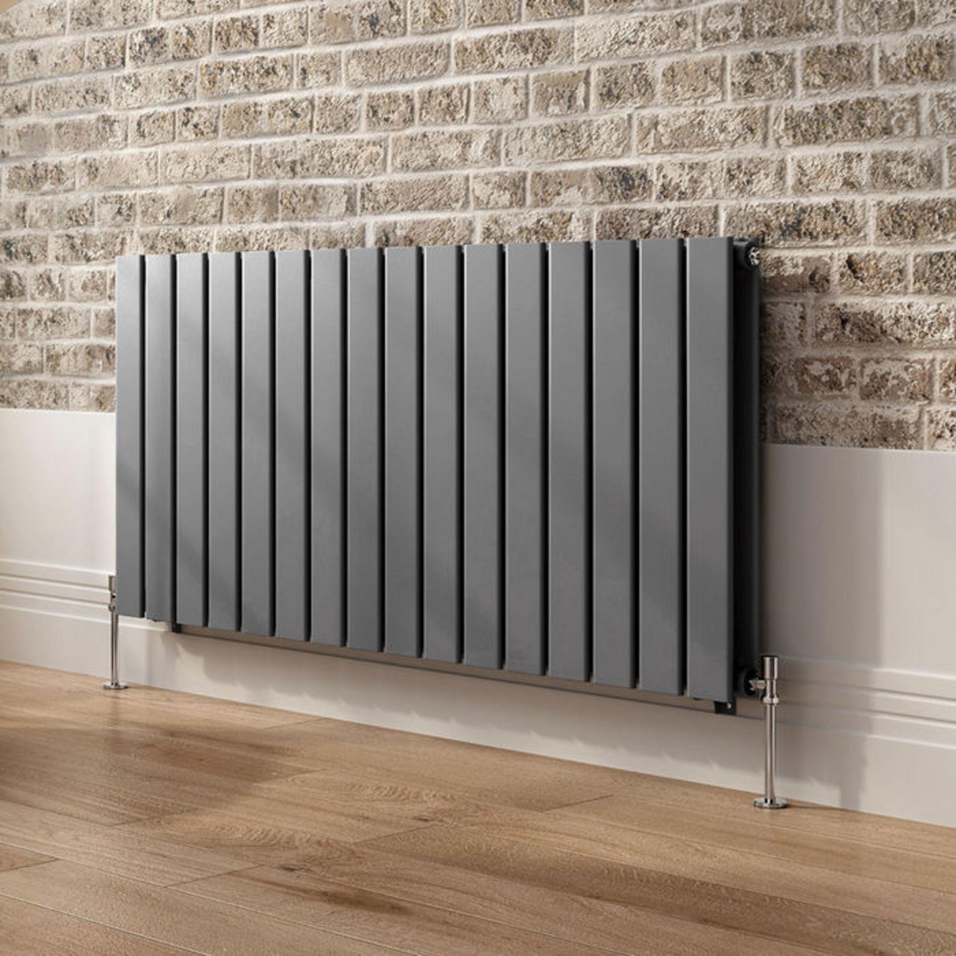 (AL219) 600x1210mm Anthracite Double Flat Panel Horizontal Radiator. RRP £224.99. Made with low - Image 3 of 6