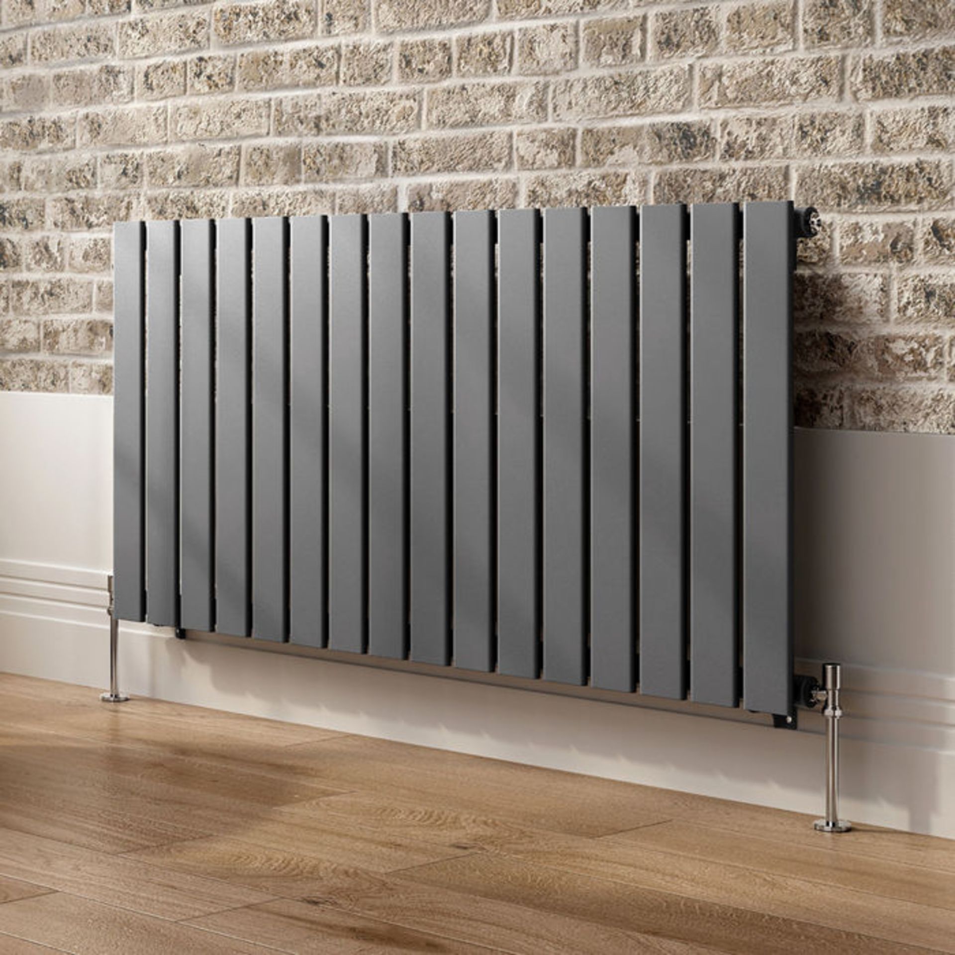 (AL213) 600x1212mm Anthracite Single Flat Panel Horizontal Radiator. Made from high grade low carbon - Image 2 of 4