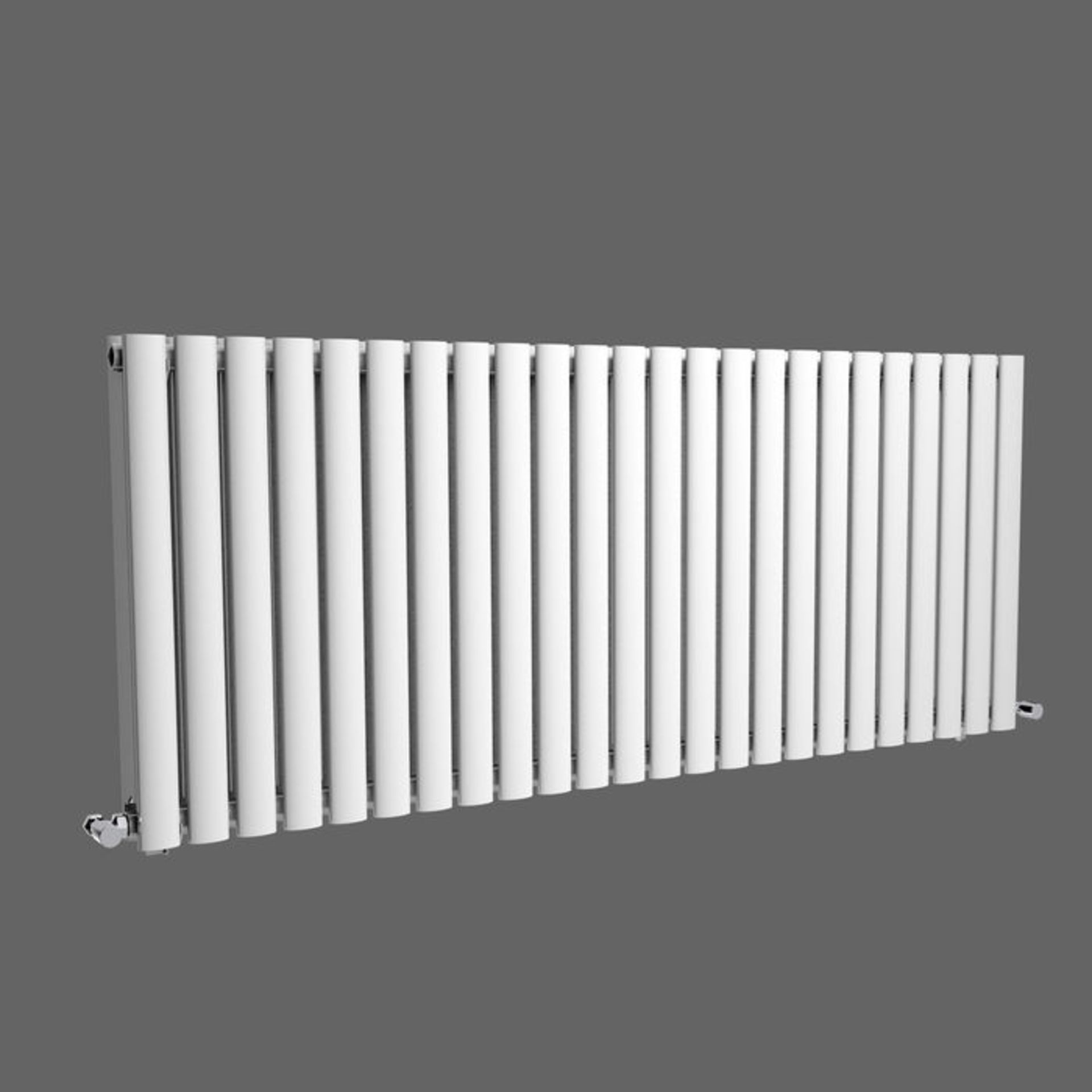 (AL218) 600x1440mm Gloss White Double Panel Oval Tube Horizontal Radiator. RRP £474.99. Made from - Image 3 of 3