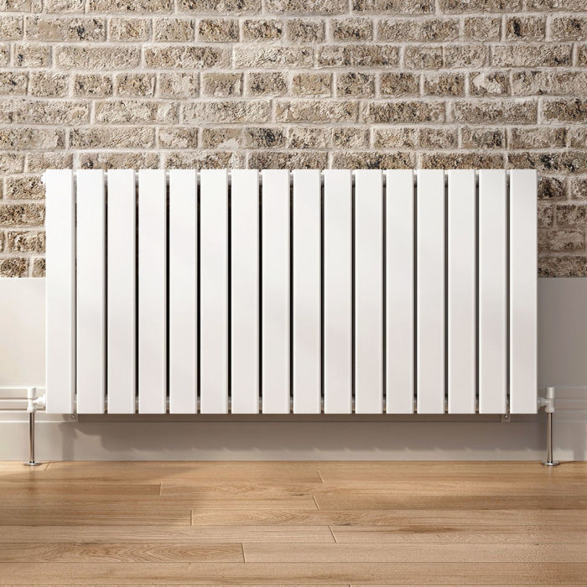 (AL65) 600x1210mm Gloss White Double Flat Panel Horizontal Radiator - Premium. RRP £499.99. Made - Image 3 of 4