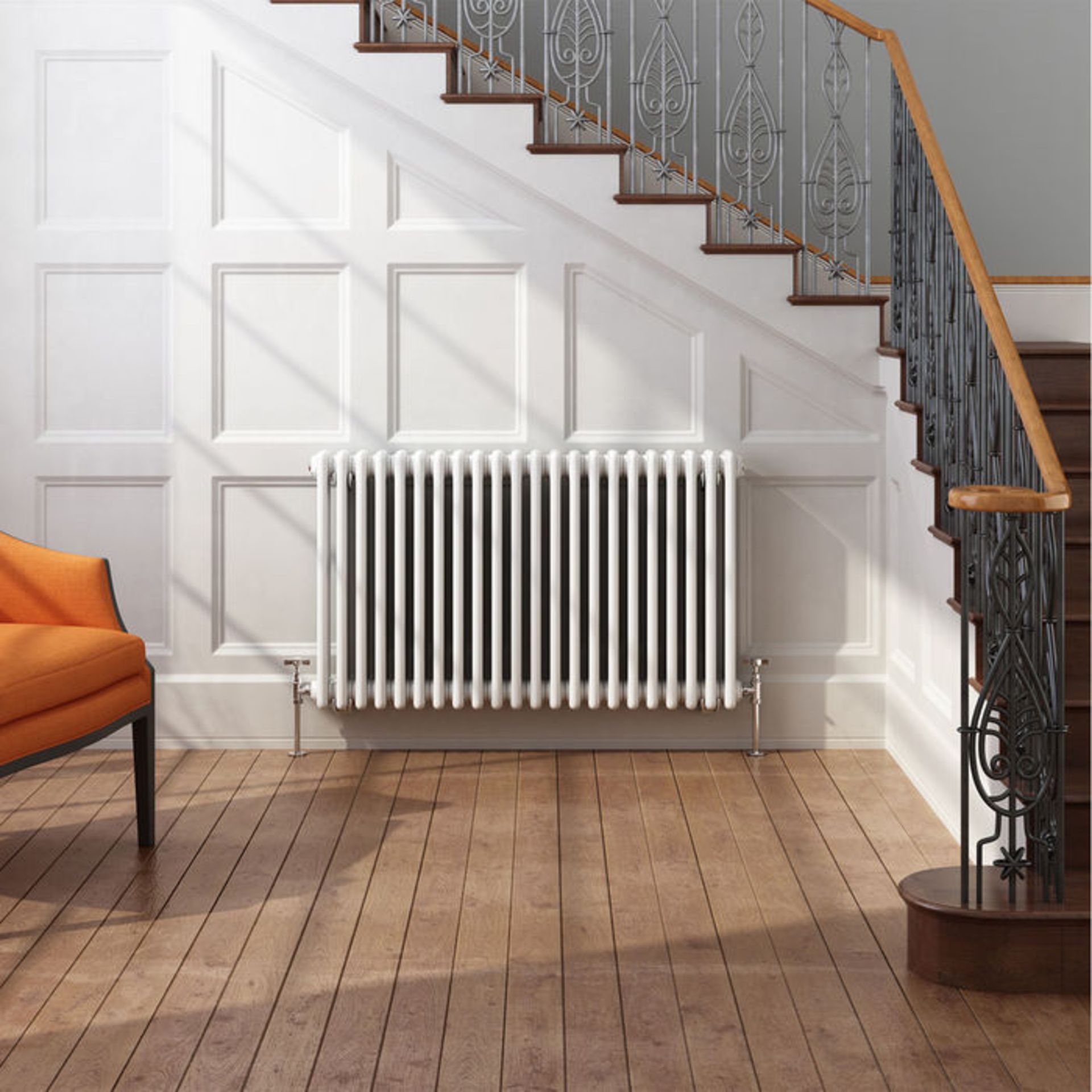 (AL61) 600x1008mm White Double Panel Horizontal Colosseum Traditional Radiator. RRP £439.99. Made