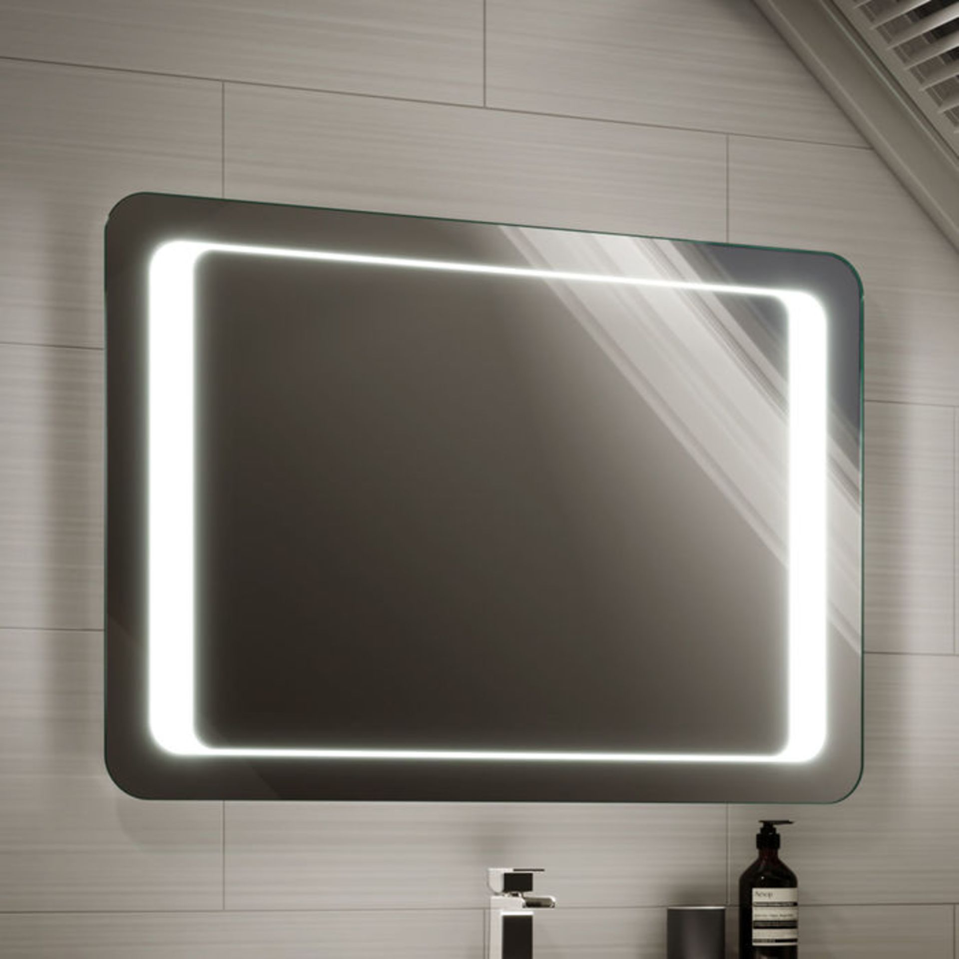 (AL140) 900x650mm Quasar Illuminated LED Mirror. RRP £349.99. Energy efficient LED lighting with
