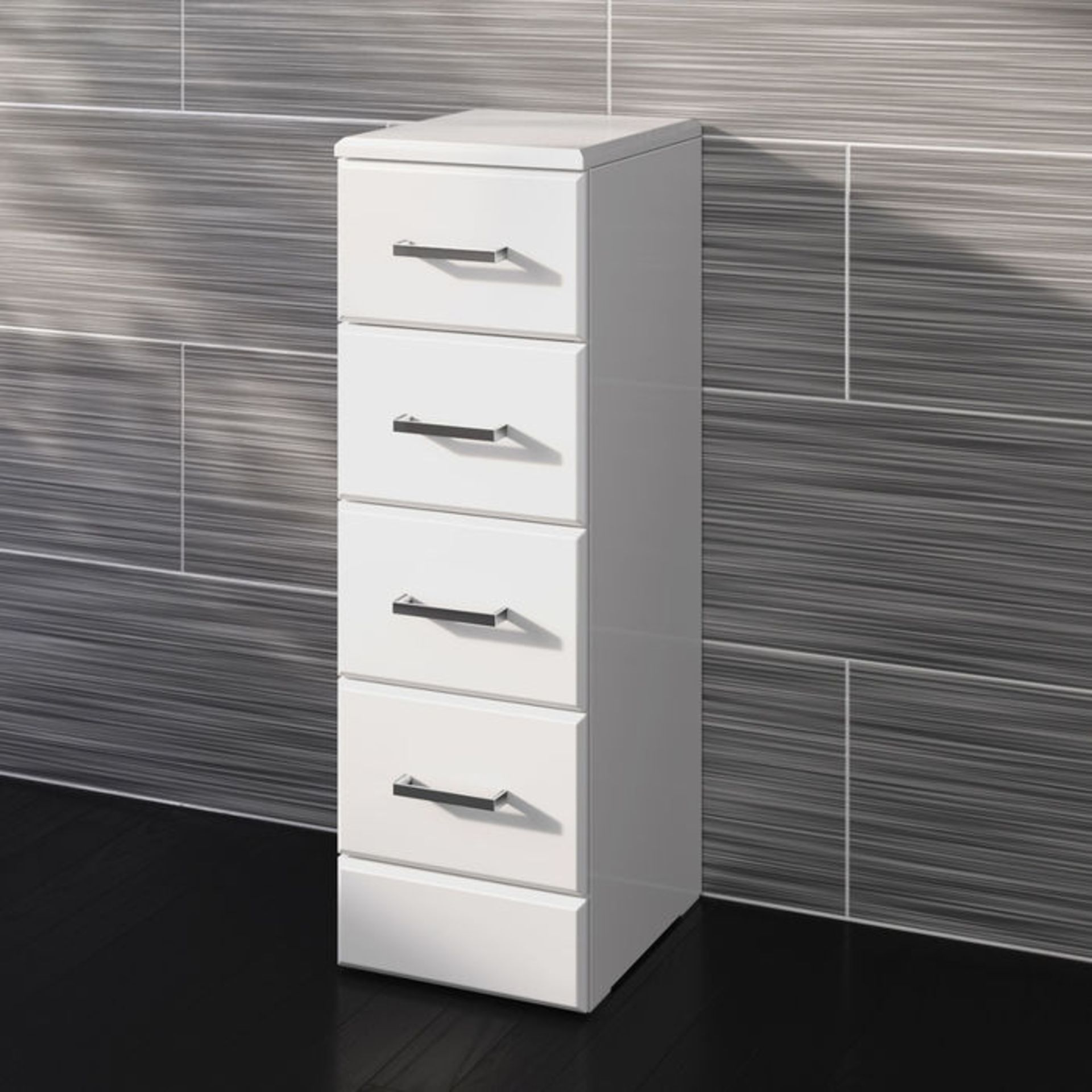 (AL43) 250x300mm Quartz Gloss White Multi Drawer Unit. RRP £143.99. Pristine gloss white finish - Image 3 of 6