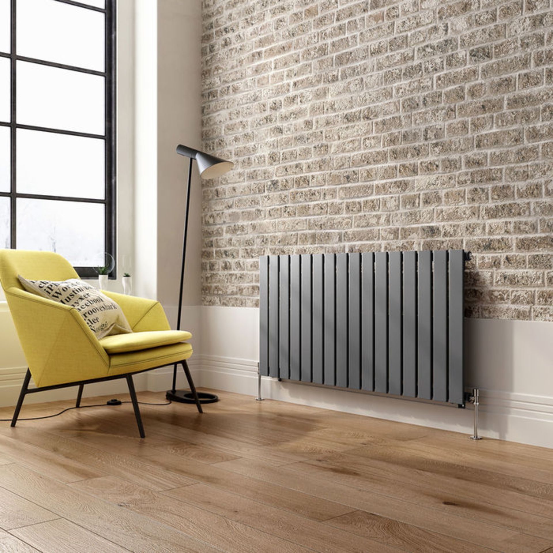 (AL213) 600x1212mm Anthracite Single Flat Panel Horizontal Radiator. Made from high grade low carbon - Image 3 of 4