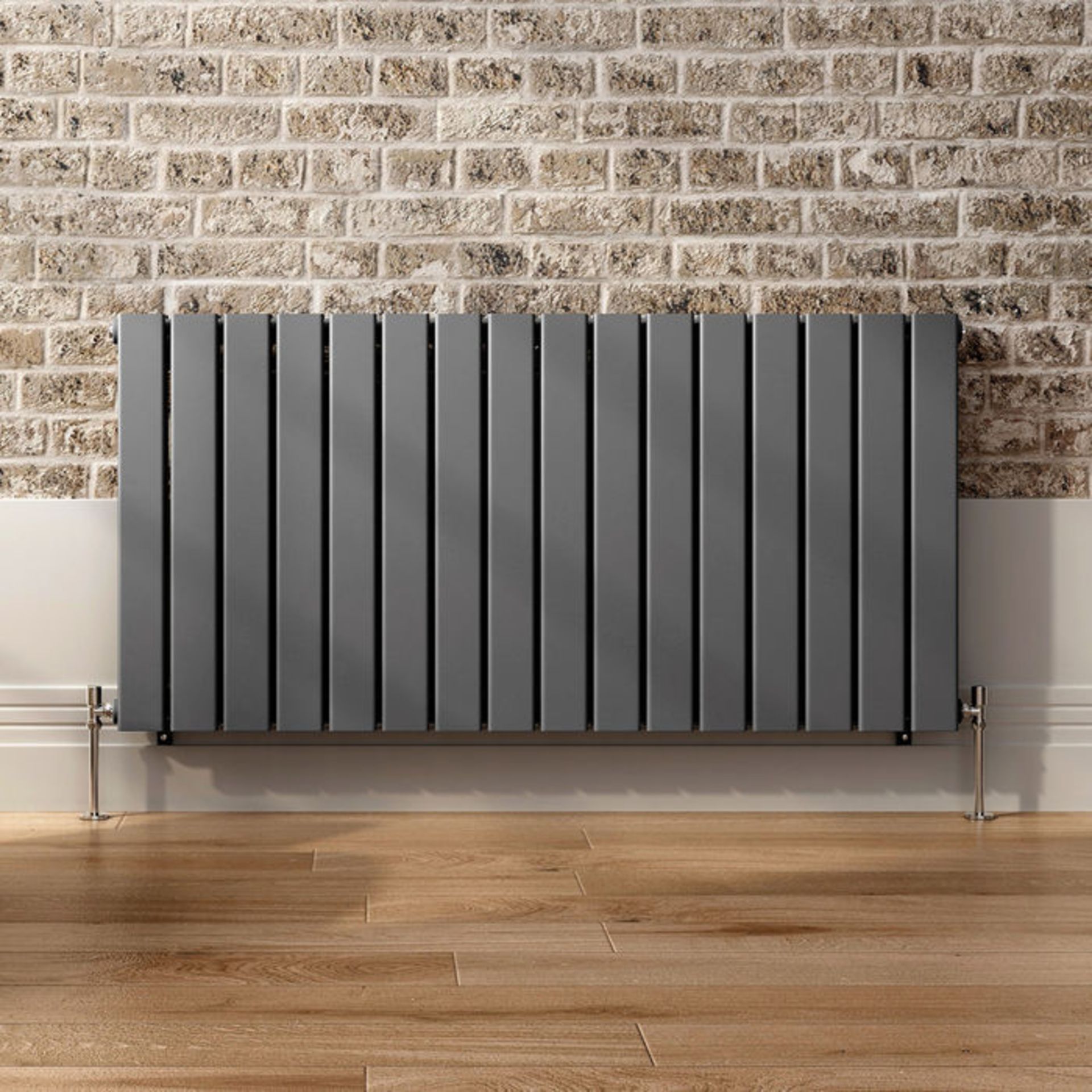 (AL219) 600x1210mm Anthracite Double Flat Panel Horizontal Radiator. RRP £224.99. Made with low - Image 5 of 6