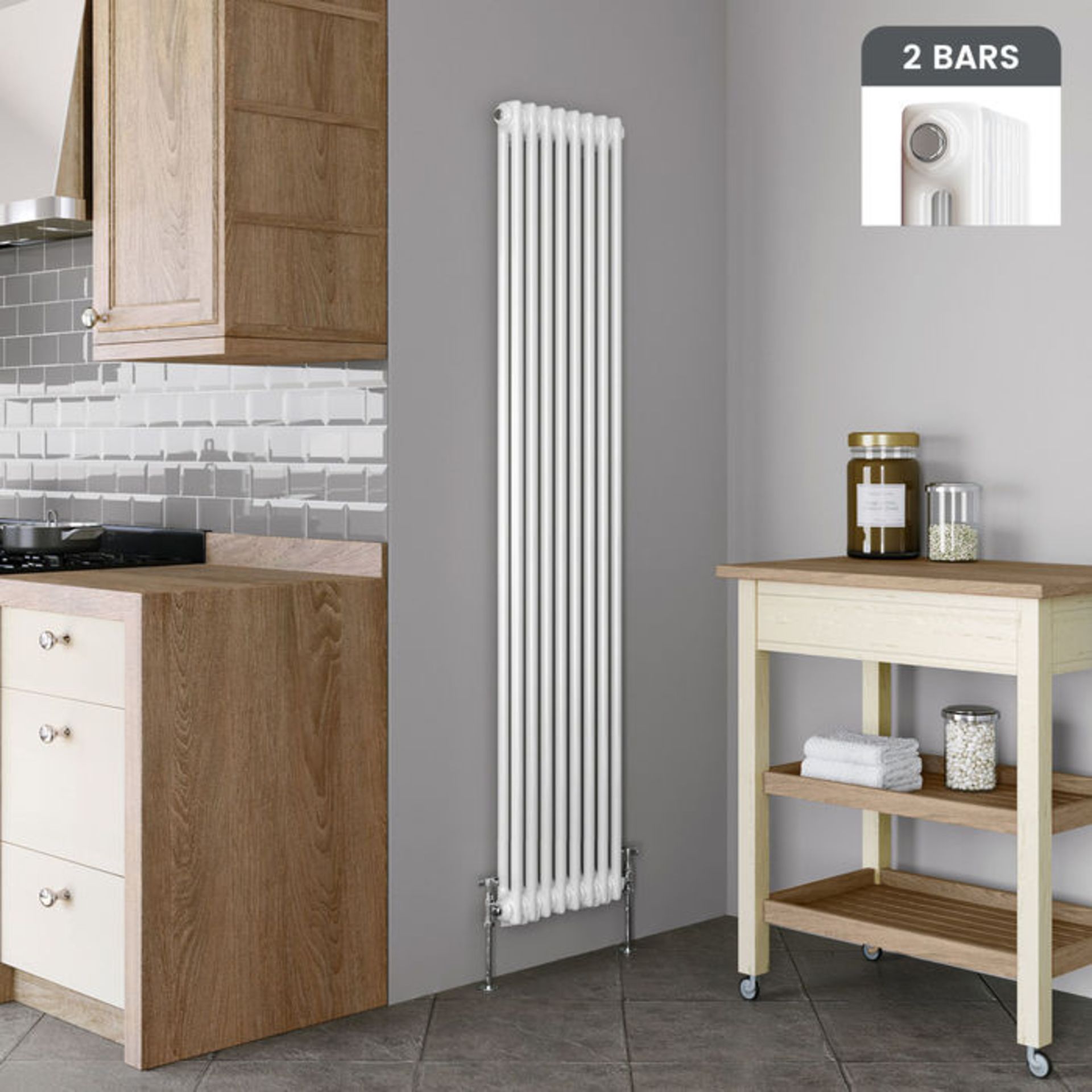 (TS162) 1800x380mm White Double Panel Vertical Colosseum Traditional Radiator. RRP £489.99. Made - Image 2 of 3