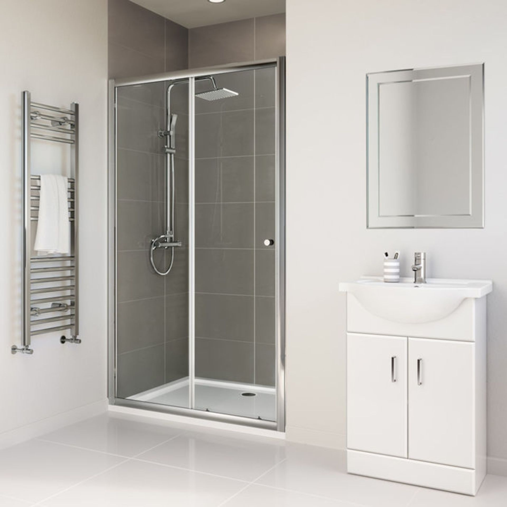 (TS101) 1200mm - Elements Sliding Shower Door. RRP £299.99. 4mm Safety Glass Fully waterproof tested - Image 2 of 4
