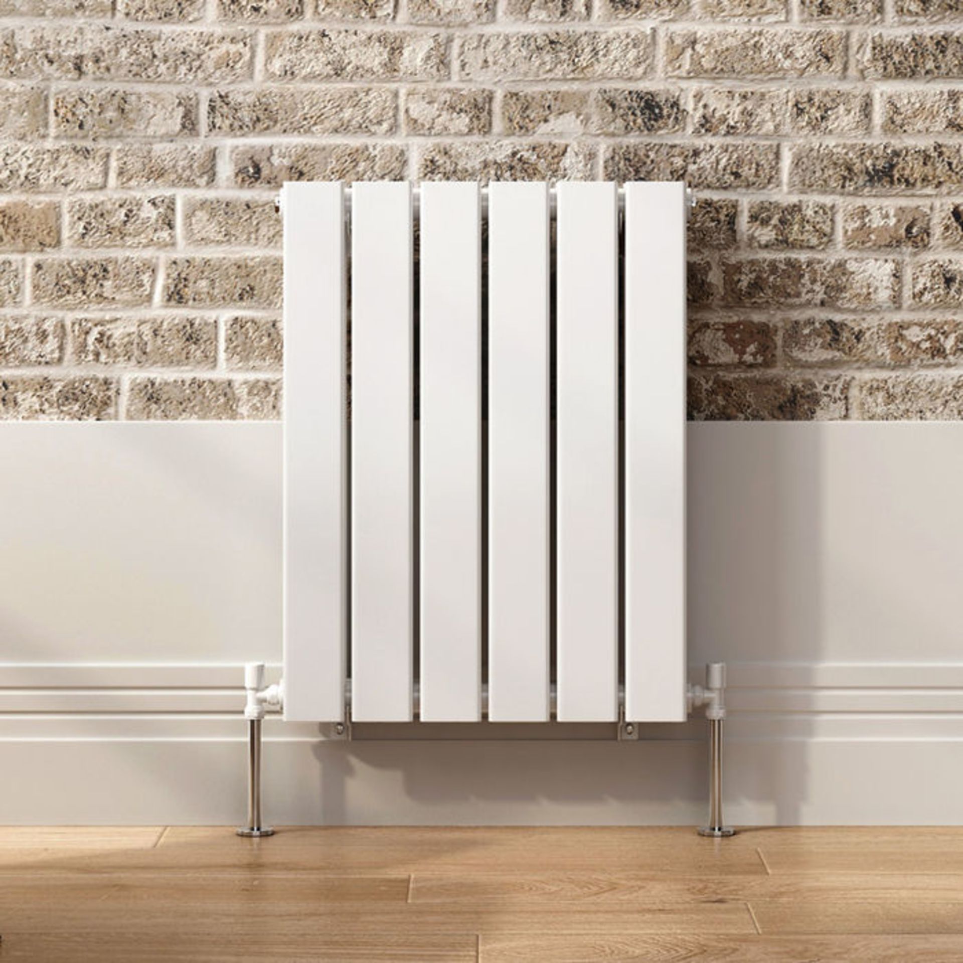 (TS191) 600x456mm Gloss White Single Flat Panel Horizontal Radiator. RRP £184.99. Engineered under - Image 4 of 5