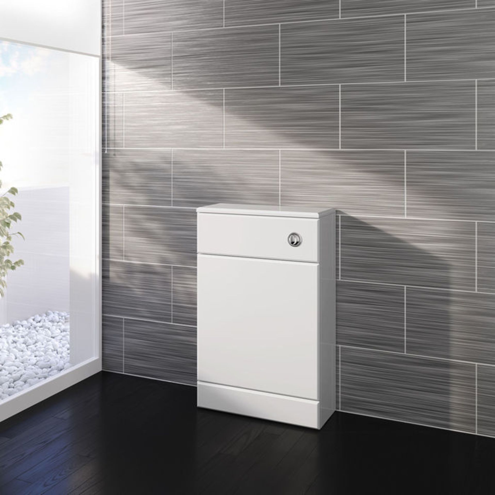 (TS92) 500x200mm Quartz Gloss White Back To Wall Toilet Unit. RRP £125.99. Pristine gloss white - Image 3 of 5