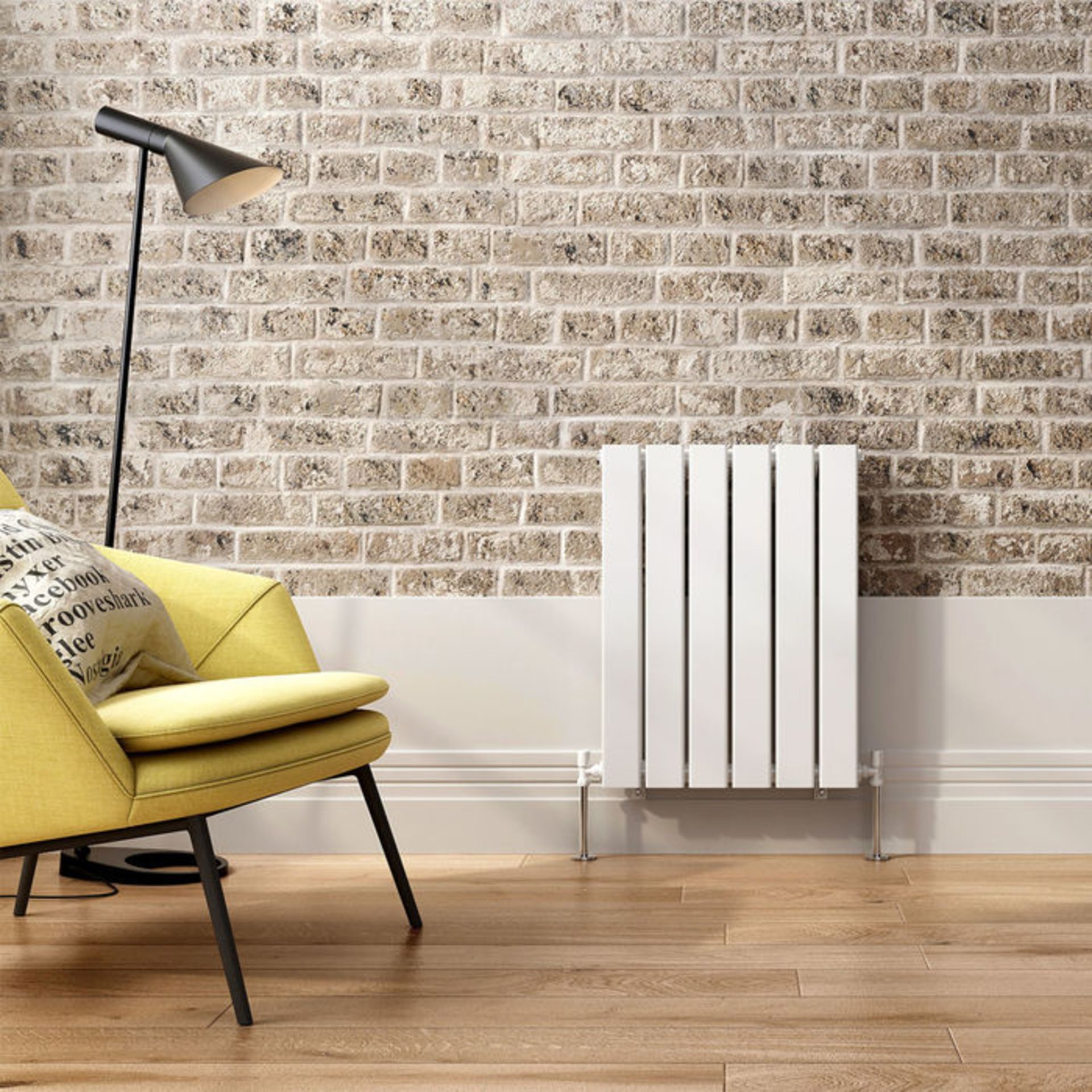 (TS191) 600x456mm Gloss White Single Flat Panel Horizontal Radiator. RRP £184.99. Engineered under - Image 2 of 5