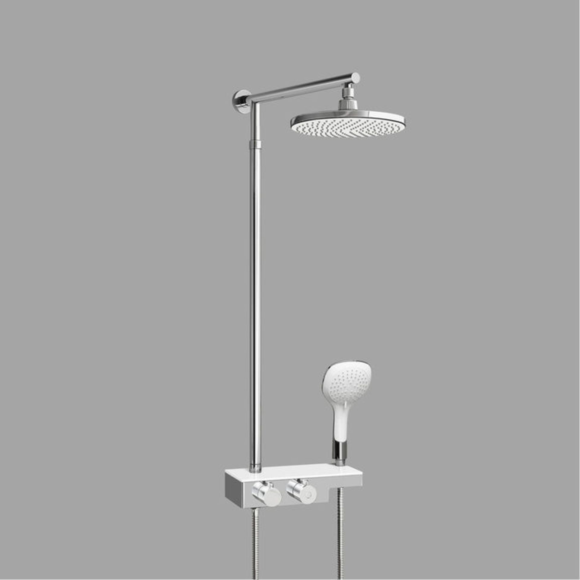 (AH98) Round Exposed Thermostatic Mixer Shower Kit Medium Head & Shelf. Cool to touch shower for - Image 2 of 2
