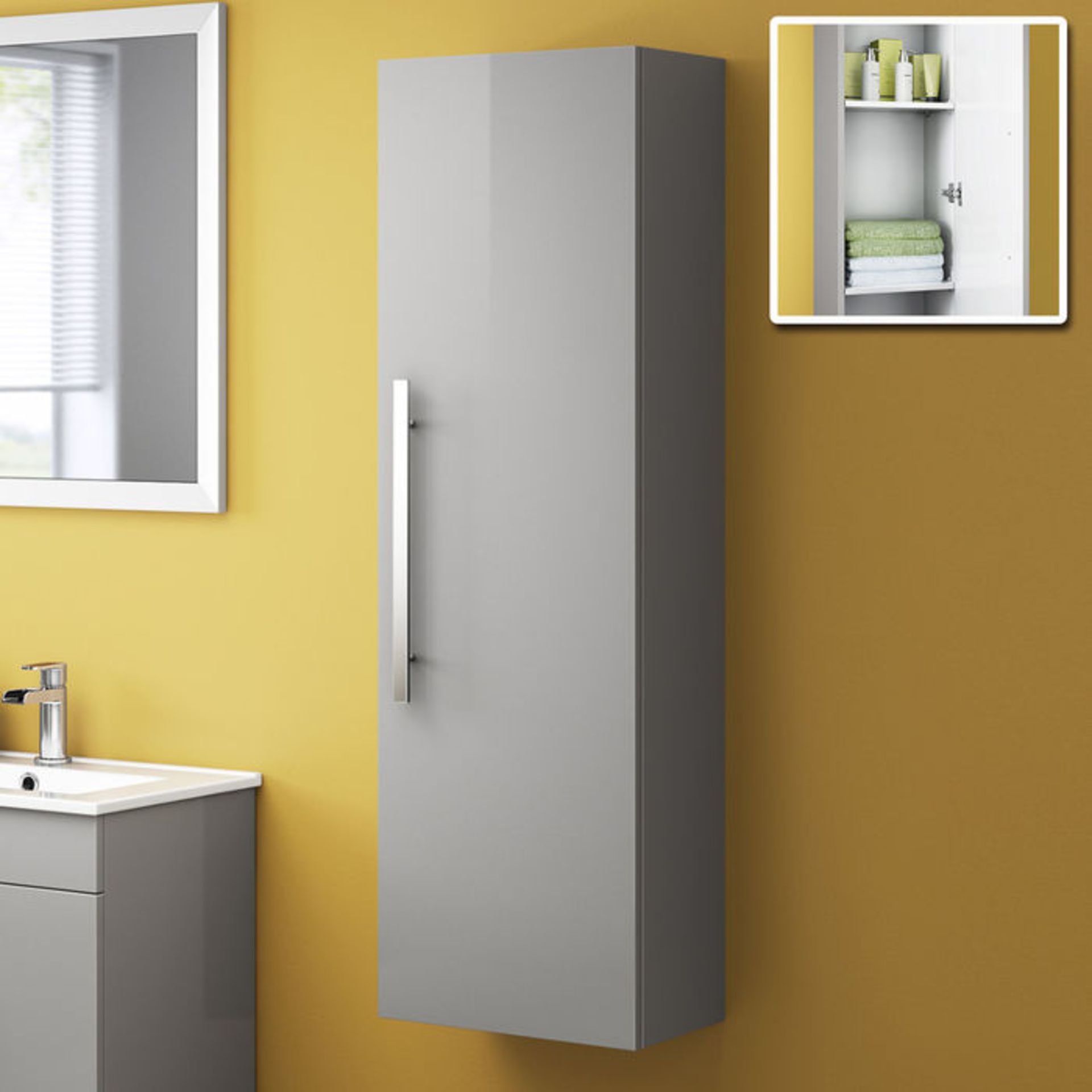 (TS266) 1200mm Avon Tall Wall Hung Storage Cabinet - Light Grey. RRP £299.99. Engineered with