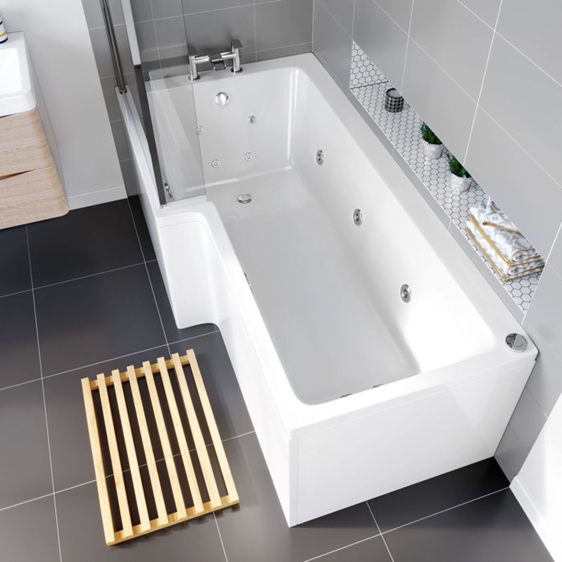 (TA3) 1700x700x510mm Whirlpool Left Hand L Shaped Bath - 14 Jets. Indulge in luxury for a truly - Image 2 of 4