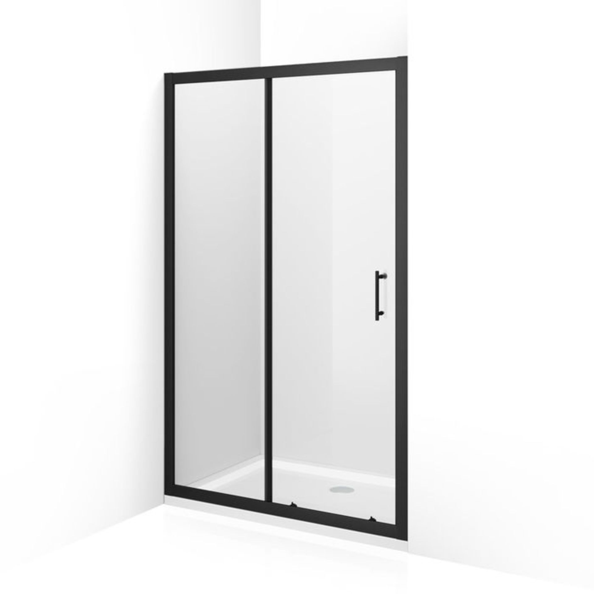 (TA35) 1200mm - 6mm Black Frame Sliding Shower Door. RRP £399.99. Stylish matte black finish frame - Image 4 of 4