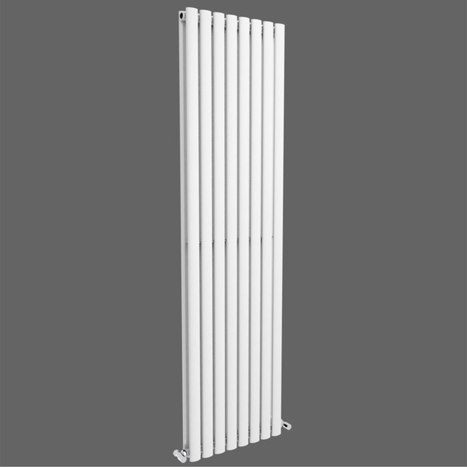 (TA17) 1800x480mm Gloss White Double Oval Tube Vertical Radiator. RRP £399.99. Made from high - Image 3 of 3