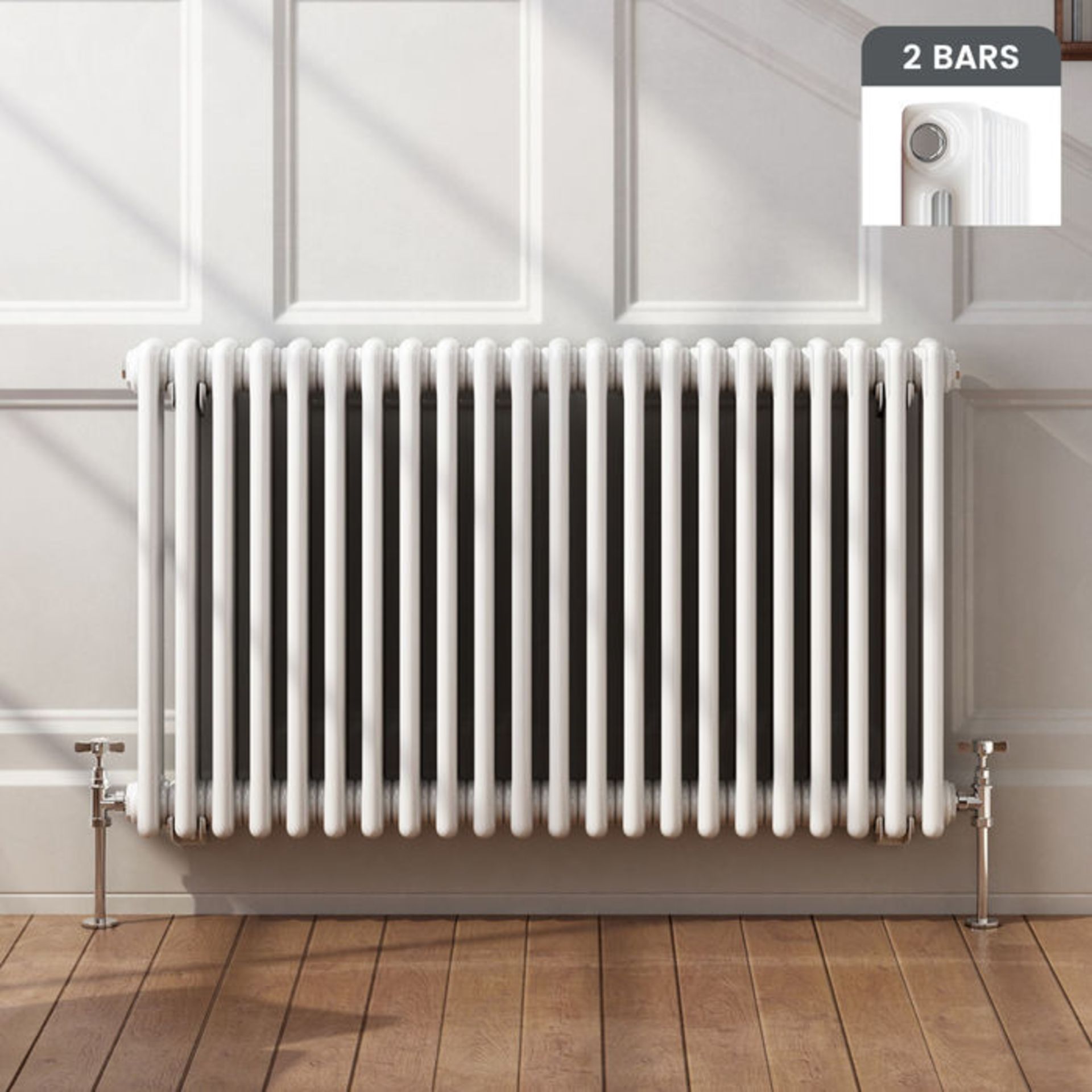 (AL216) 600x1008mm White Double Panel Horizontal Colosseum Traditional Radiator. RRP £439.99. Made